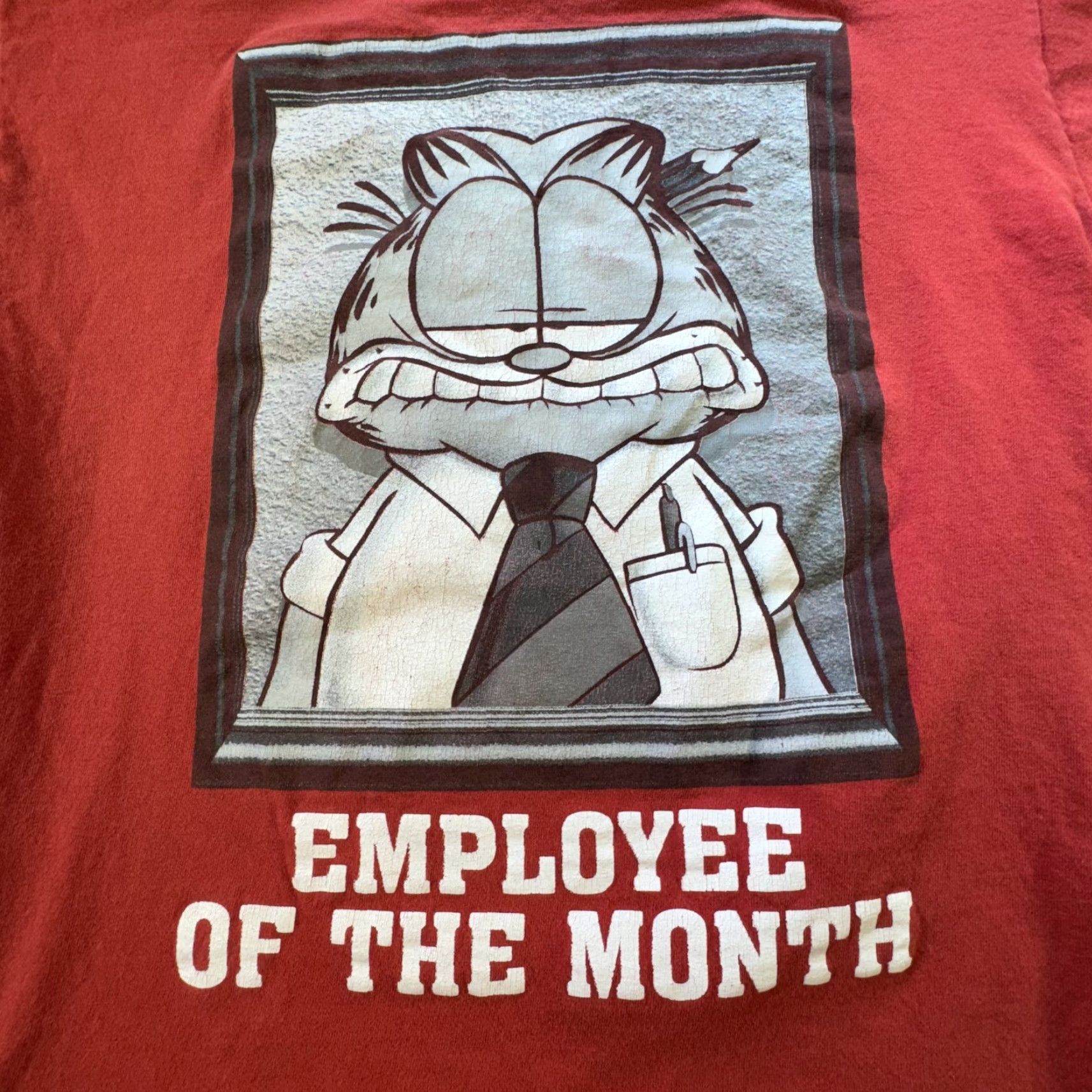Vintage VINTAGE Garfield Employee Of The Month Shirt Mens Medium Red Comic Cat Cartoon Tee Mens Size US M / EU 48-50 / 2 - 2 Thumbnail
