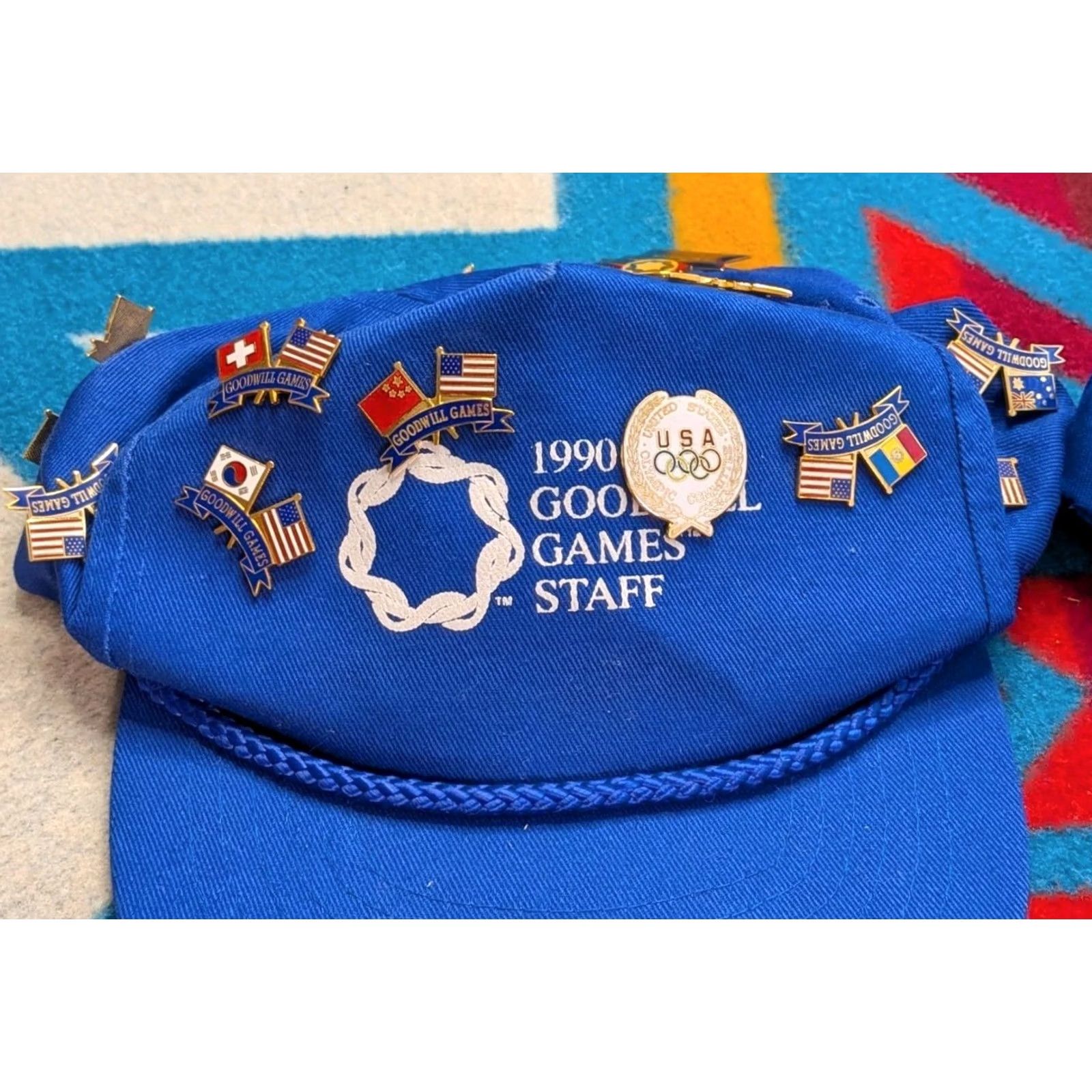 Vintage VINTAGE Goodwill Games Hat Lot Snapback USA Blue One Size Mens +19 Pins Pepsi Ted Turner 1990 Size ONE SIZE - 3 Thumbnail