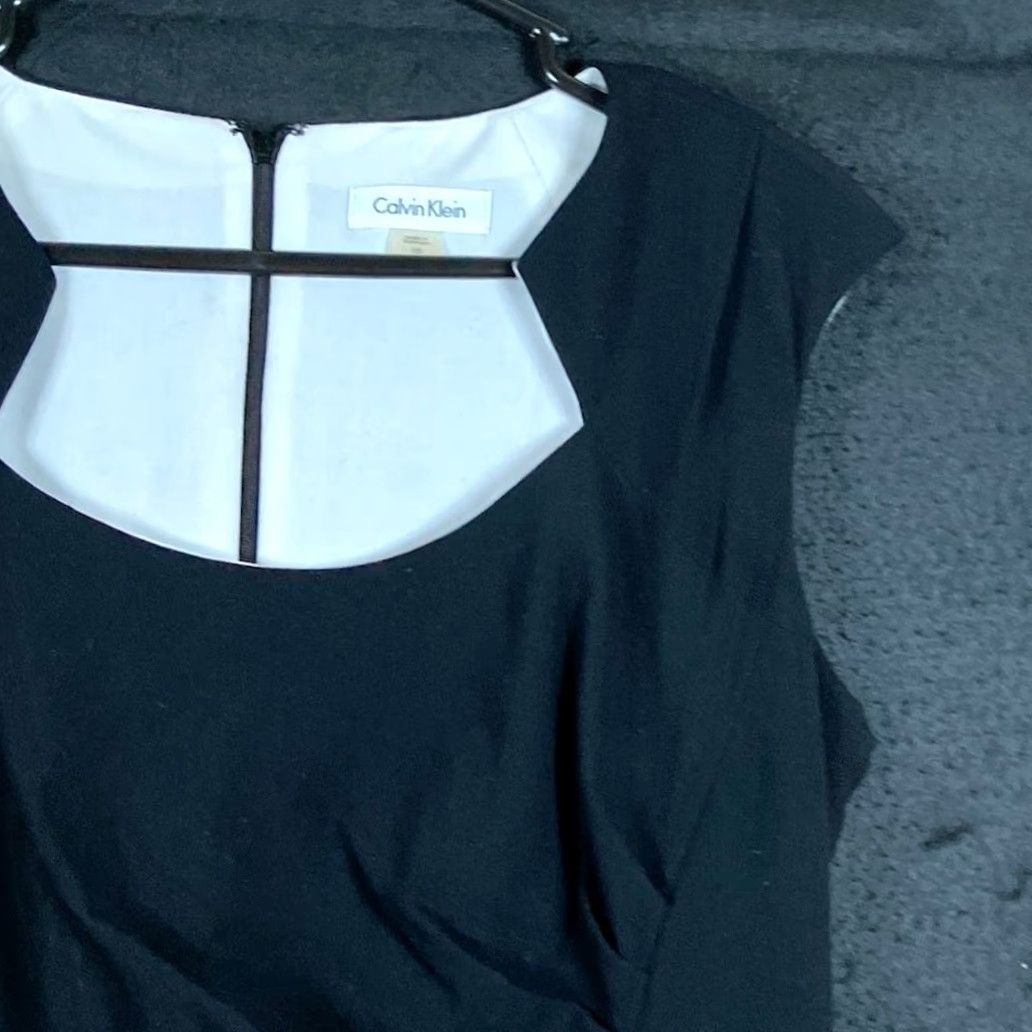 Calvin Klein Calvin Klein Womens Dress Black Sleeveless Ruched Side Back Zip Stretch 10 Size L / US 10 / IT 46 - 5 Thumbnail