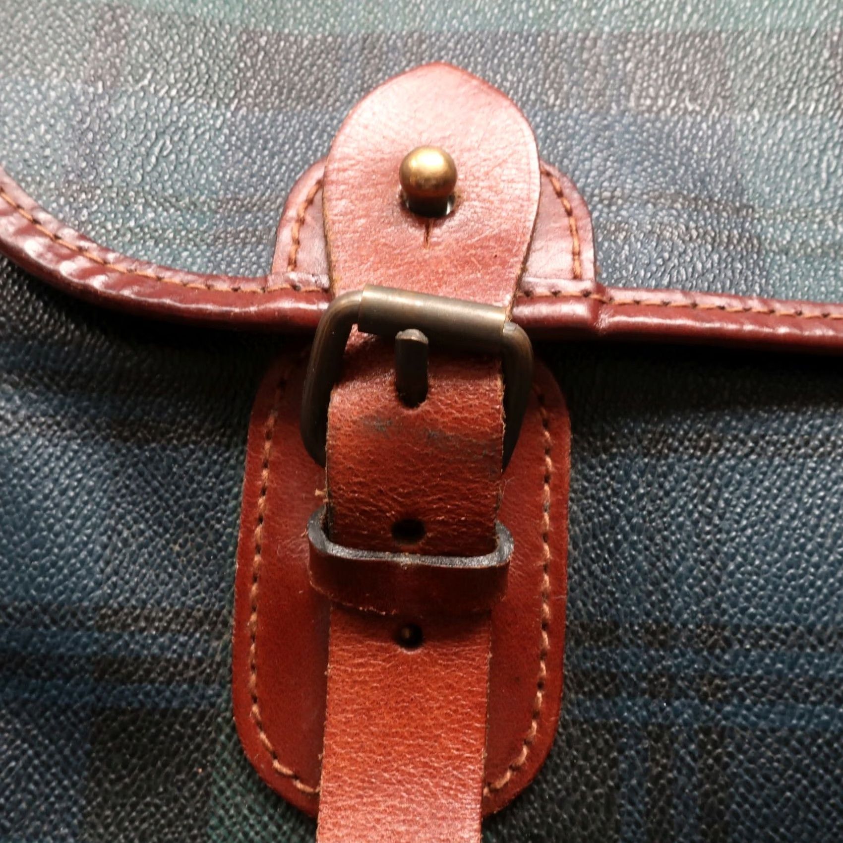 Polo Ralph Lauren Vintage Polo Ralph Lauren Blackwatch Messenger Purse Shoulder Bag Purse Women Leather Navy Green Pattern Blackwatch Large Size ONE SIZE - 2 Thumbnail
