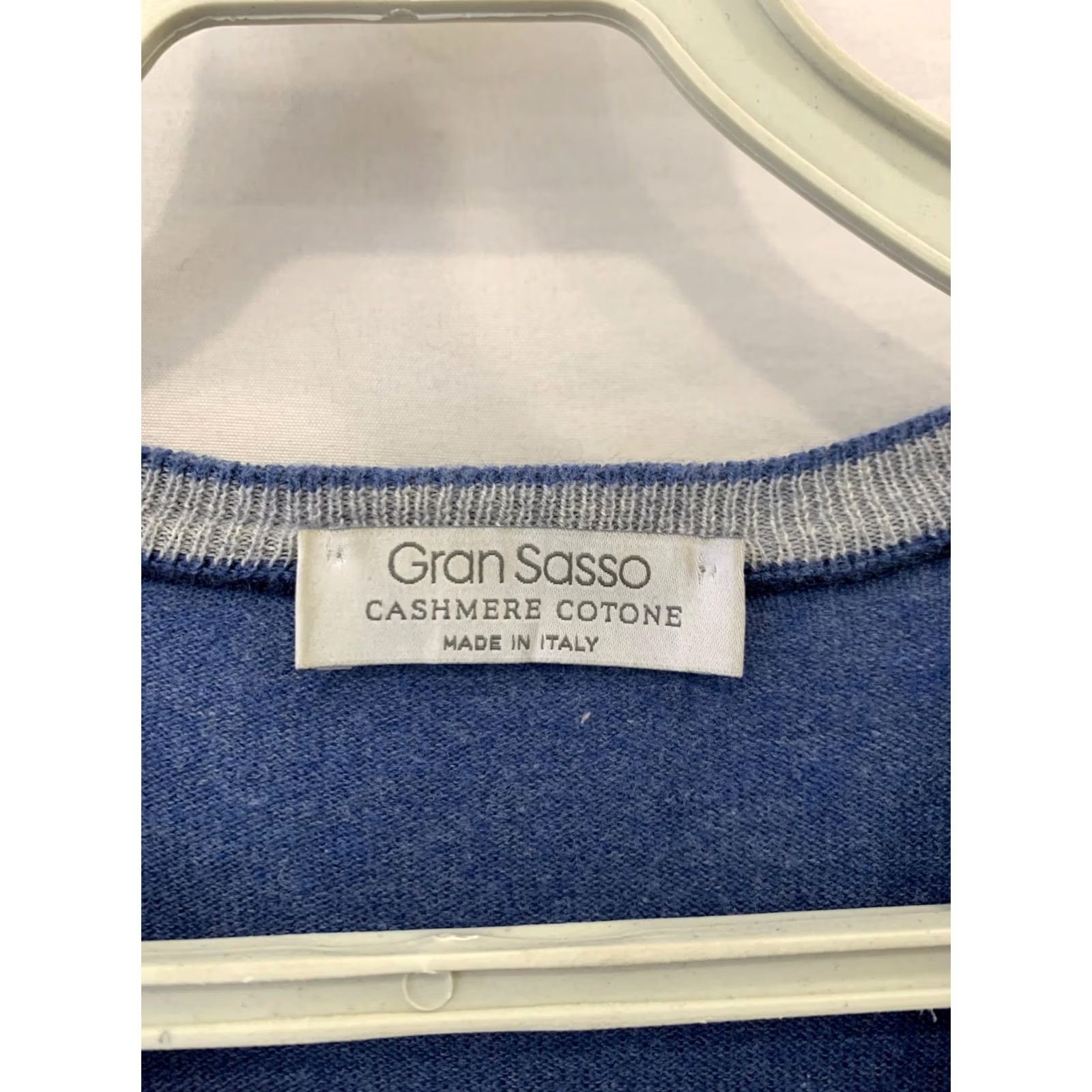 Gran Sasso Gran Sasso Cashmere Cotton V-Neck Sweater Mens L Blue Leather? No Size US L / EU 52-54 / 3 - 3 Thumbnail
