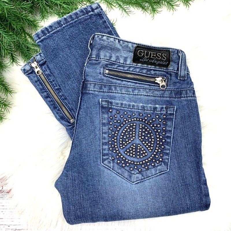Guess Guess | Vintage Y2K Daredevil Skinny Embellished Jeans | 26 Size 26" / US 2 / IT 38 - 13 Thumbnail