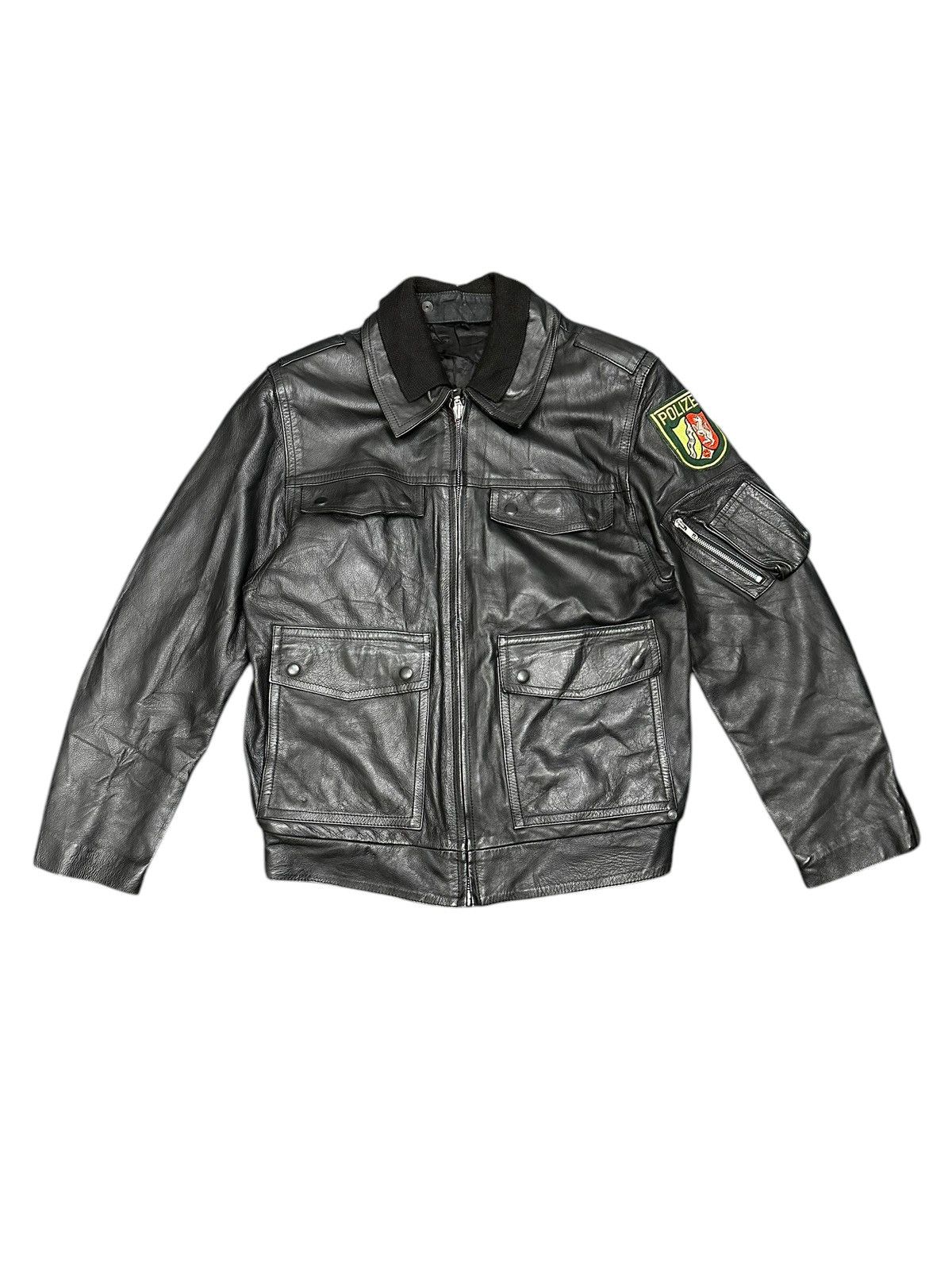 Leather × Vintage Vintage Beckumer Polizei Leather Jacket Similar to Vetements Size US M / EU 48-50 / 2 - 2 Thumbnail