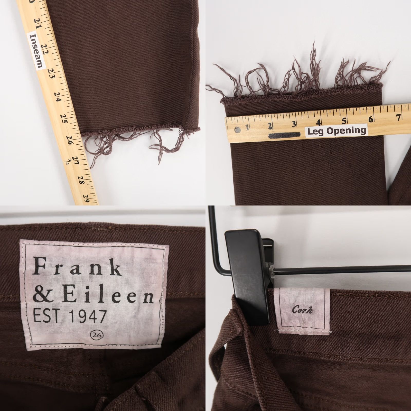 Frank & Eileen Frank & Eileen Cork Jeans Womens 26 Brown Fray Hem High Rise Cropped Straight Jeans Size 26" / US 2 / IT 38 - 8 Thumbnail