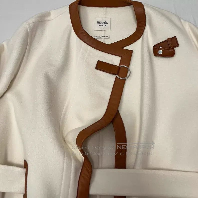 Hermes Hermes White cashmere mid-length coat Size XXS / US 00 / IT 34 - 2 Thumbnail
