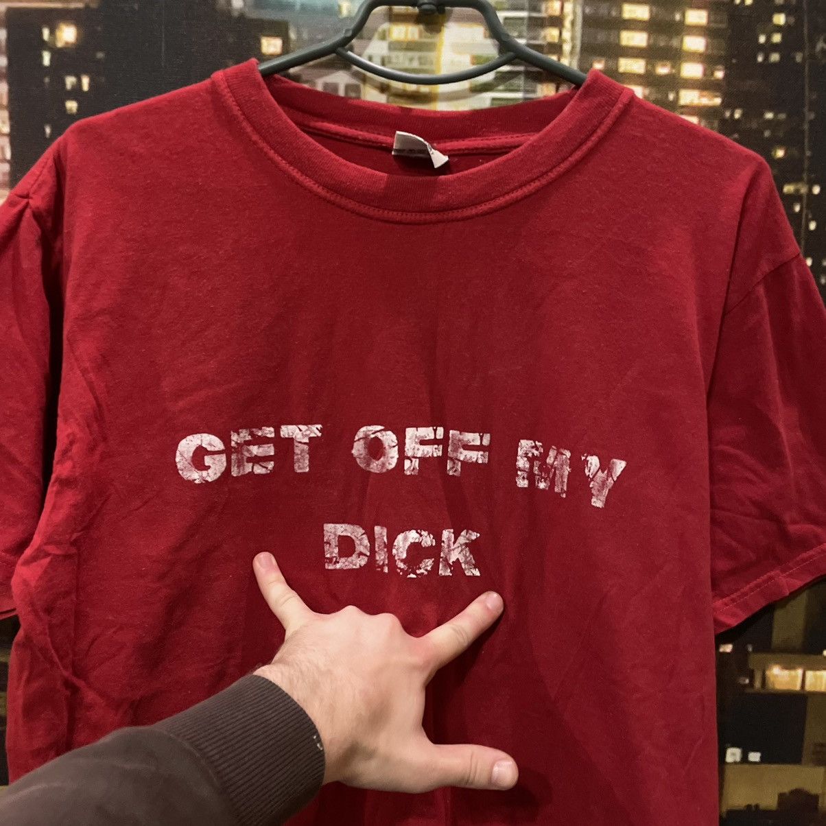 Band Tees OPIUM T SHIRT HUMOR GET OFF MY DICK PENIS FADE PORNO STAR Size US XL / EU 56 / 4 - 4 Thumbnail