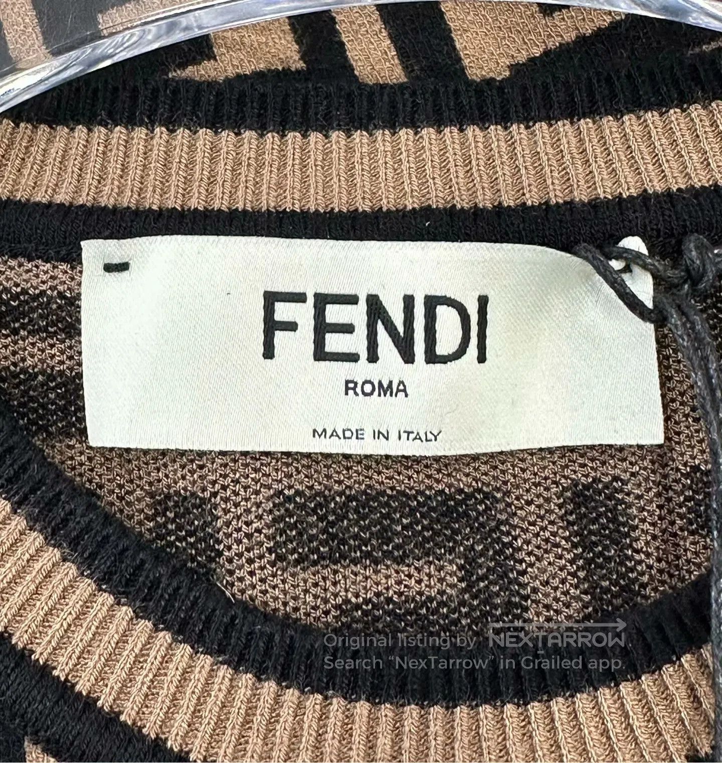 Fendi FENDI Brown Monogram Printed Logo Knit Short Sleeve| Size XS / US 0-2 / IT 36-38 - 3 Thumbnail