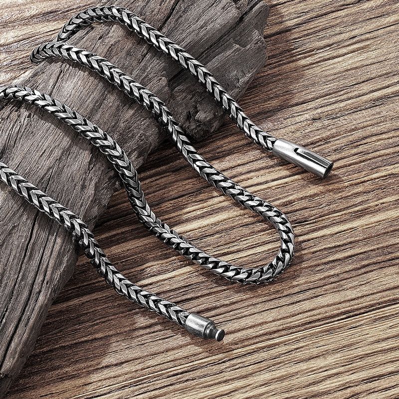 Jewelry Oxidized Curb Cuban Chain Stainless Steel Necklace Size ONE SIZE - 2 Thumbnail