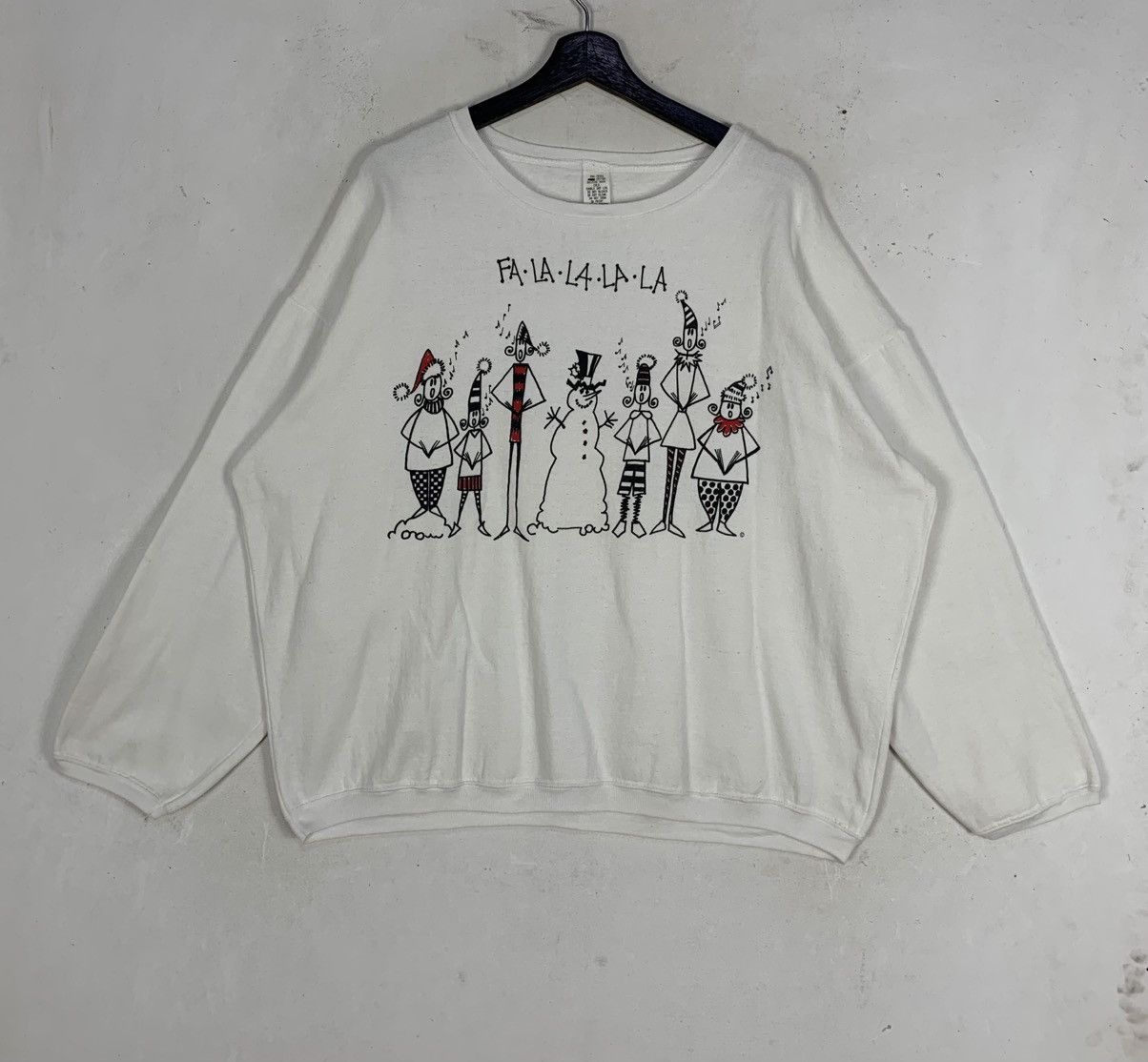 Vintage Vintage white crewneck with a caroling graphic Sweatshirt Size US XL / EU 56 / 4 - 1 Thumbnail