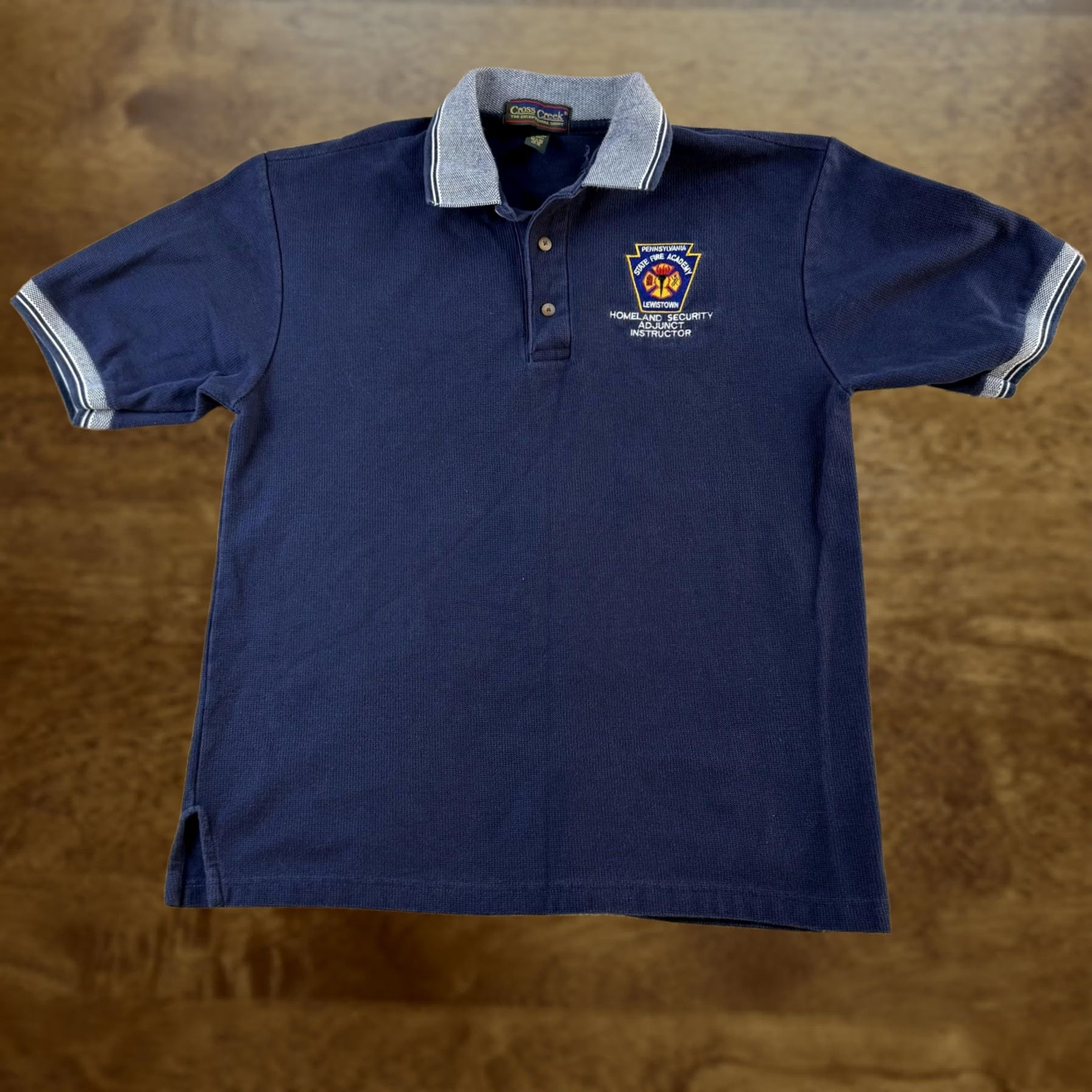 Vintage VINTAGE Cross Creek Polo Shirt Mens Large Blue Security Fire Academy Shirt Size US L / EU 52-54 / 3 - 1 Thumbnail