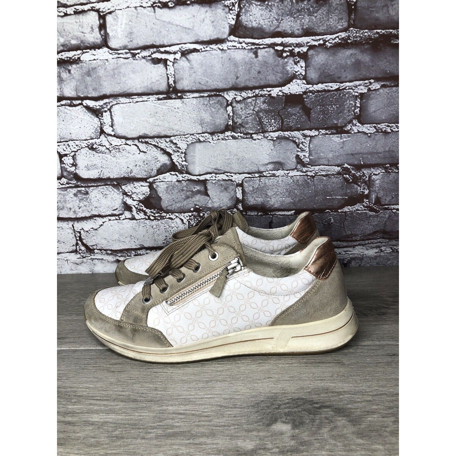 Other Ara Osaka White Leather Grey Suede Lace Up Sand Sneakers Wom Size US 7.5 / IT 37.5 - 1 Thumbnail