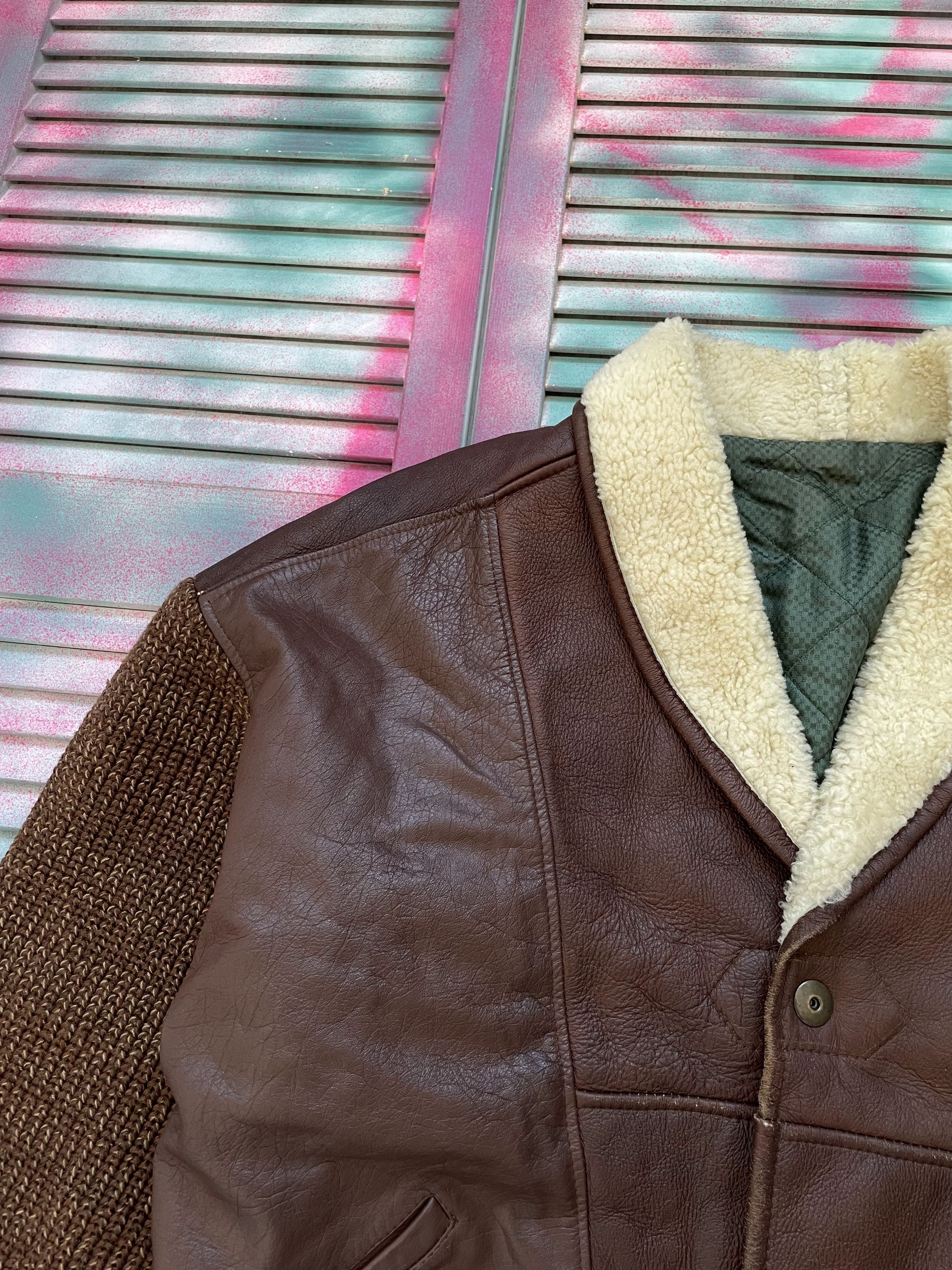 Le Grande Bleu (L.G.B.) Sherling Schott Bomber Style Leather Jacket Size US M / EU 48-50 / 2 - 4 Thumbnail