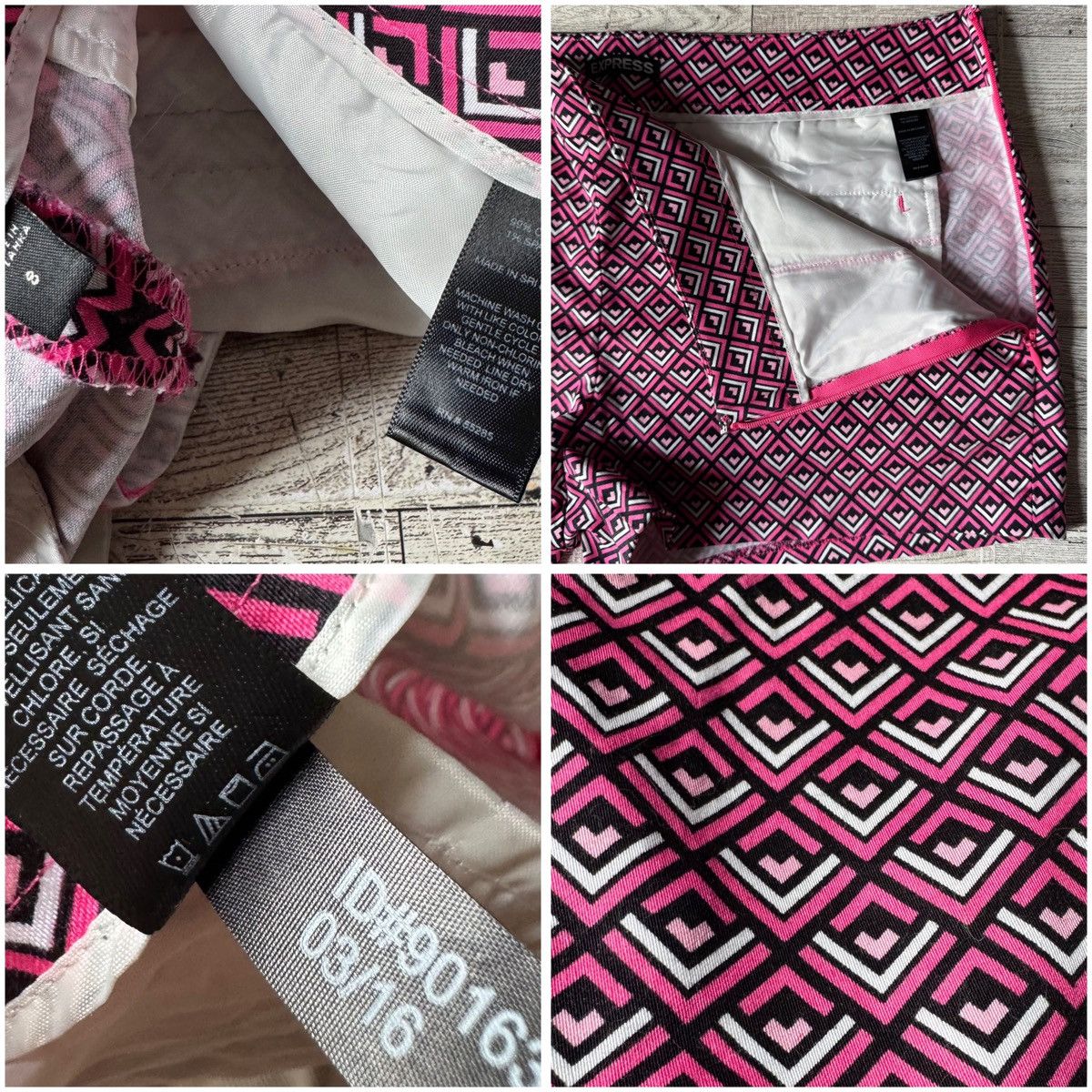 Express Express, Hot Pink, Chevron Print, Cotton Mini Dress Shorts Size 30" / US 8 / IT 44 - 6 Thumbnail