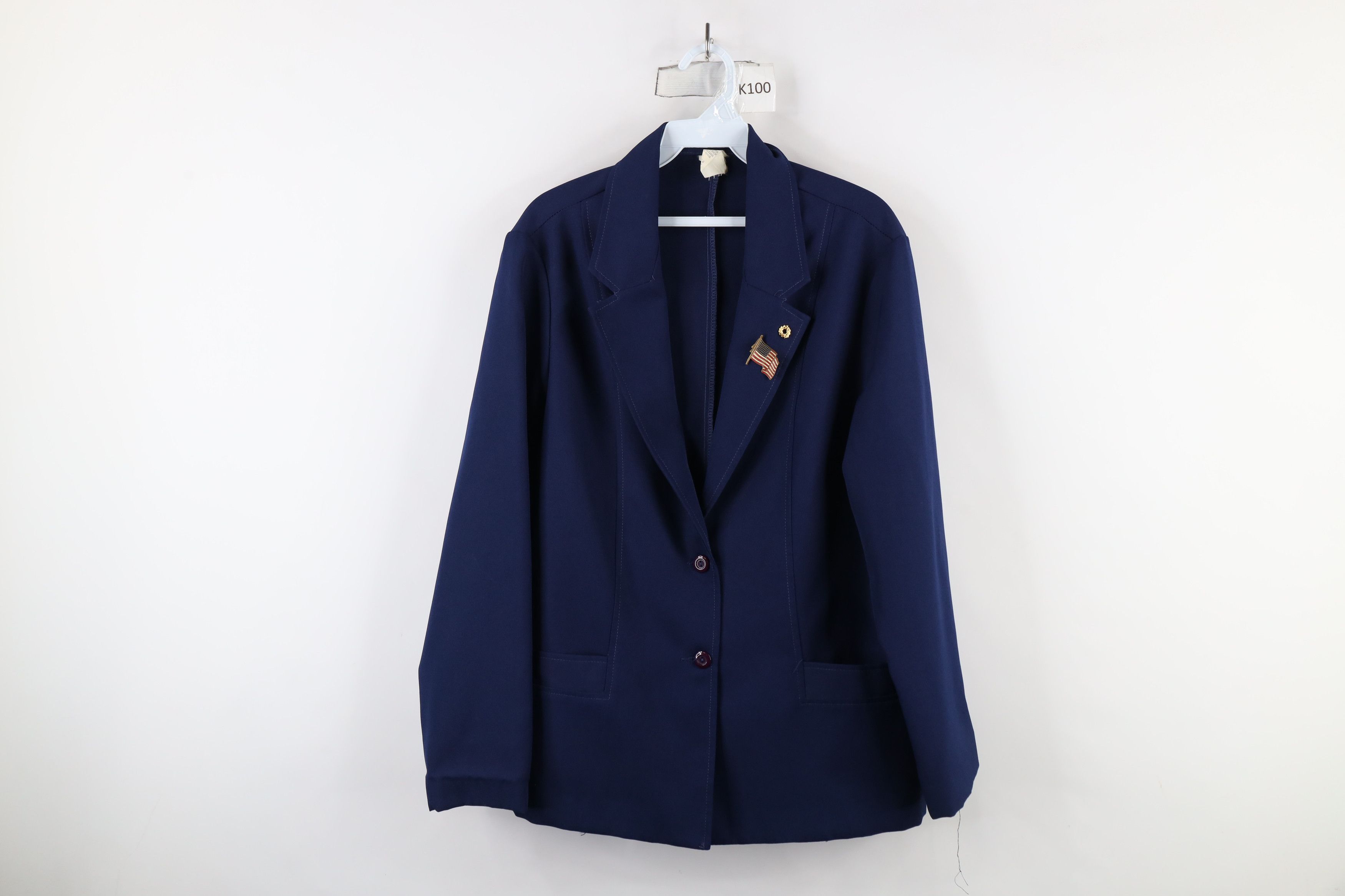 Vintage 90s Streetwear 2 Button Blazer Suit Jacket Blue USA
