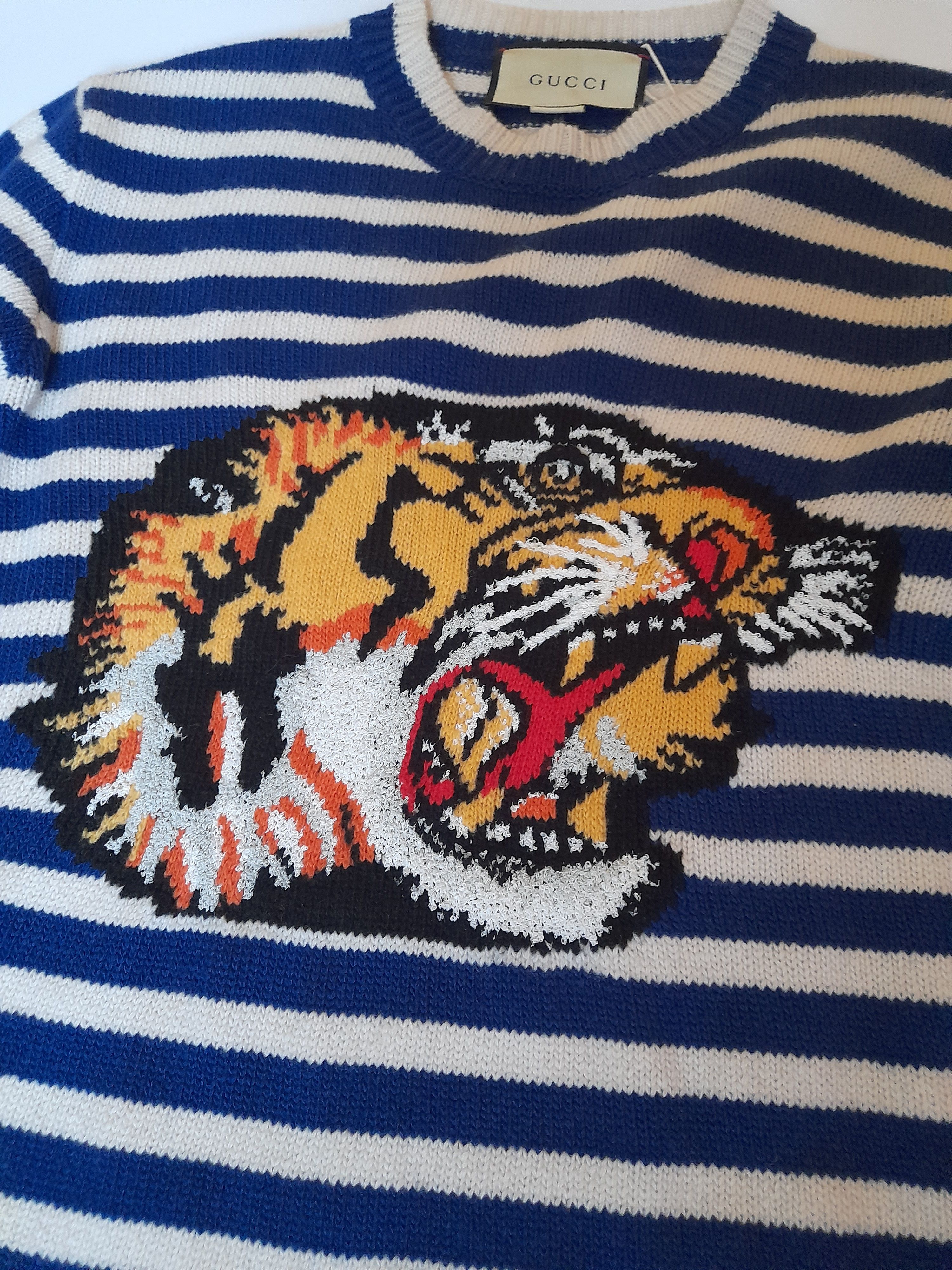 Gucci Gucci striped tiger head knit sweater Size M / US 6-8 / IT 42-44 - 3 Thumbnail