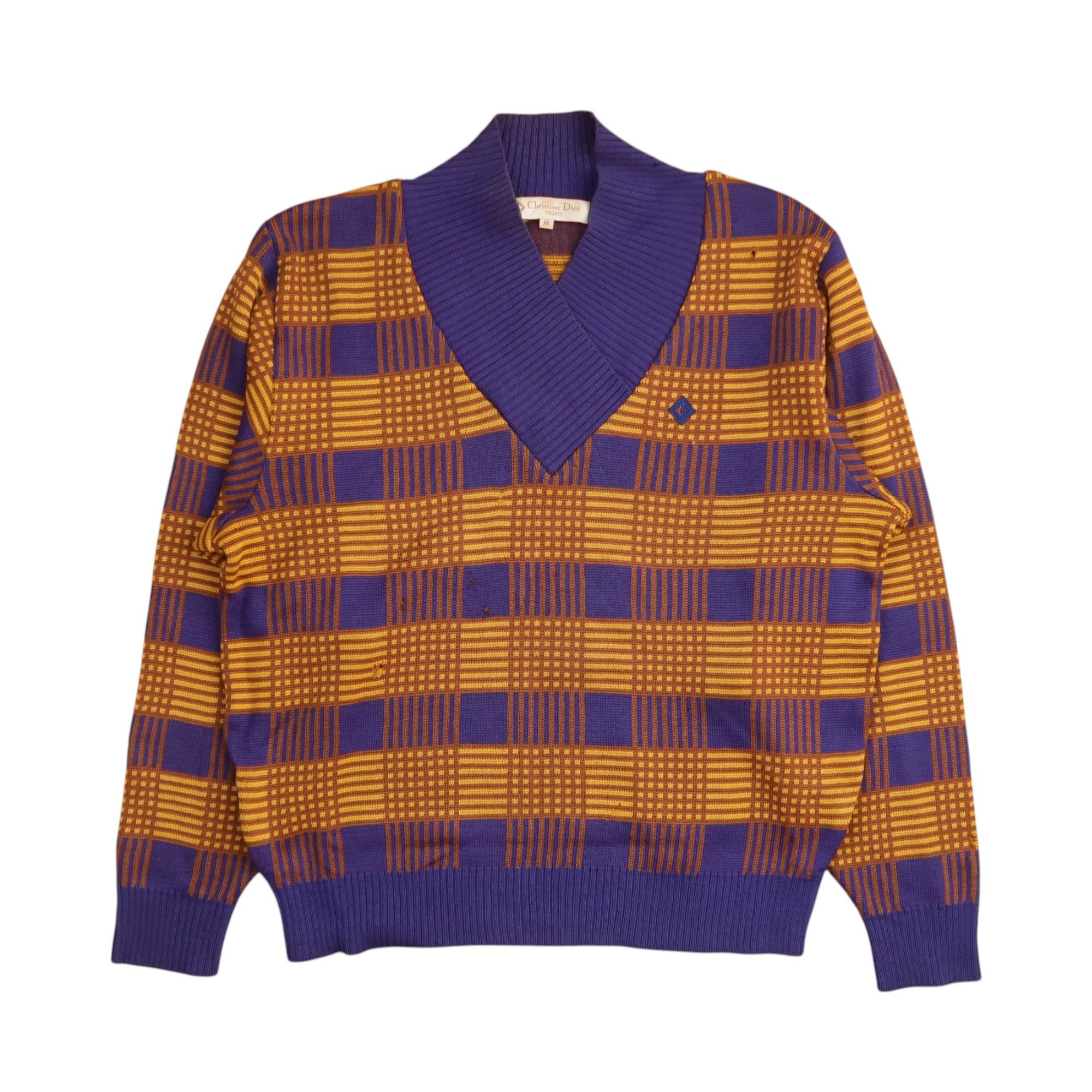Christian Dior Monsieur Christian Dior Psychedelic Plaid Distressed Knit Sweater Size US S / EU 44-46 / 1 - 1 Thumbnail