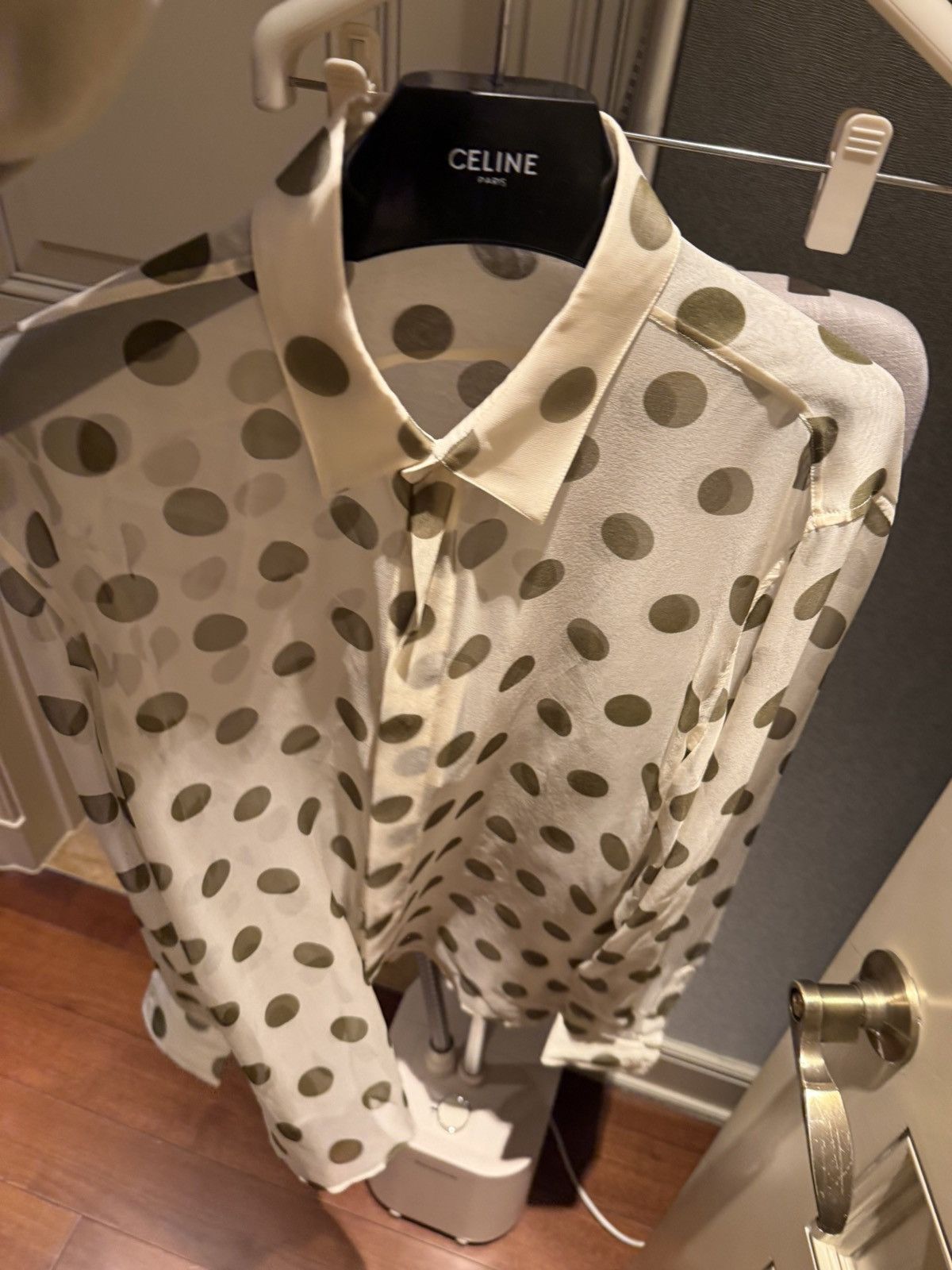 Saint Laurent Paris mulberry silk polka dots shirt collar size 40 Size US M / EU 48-50 / 2 - 16 Thumbnail