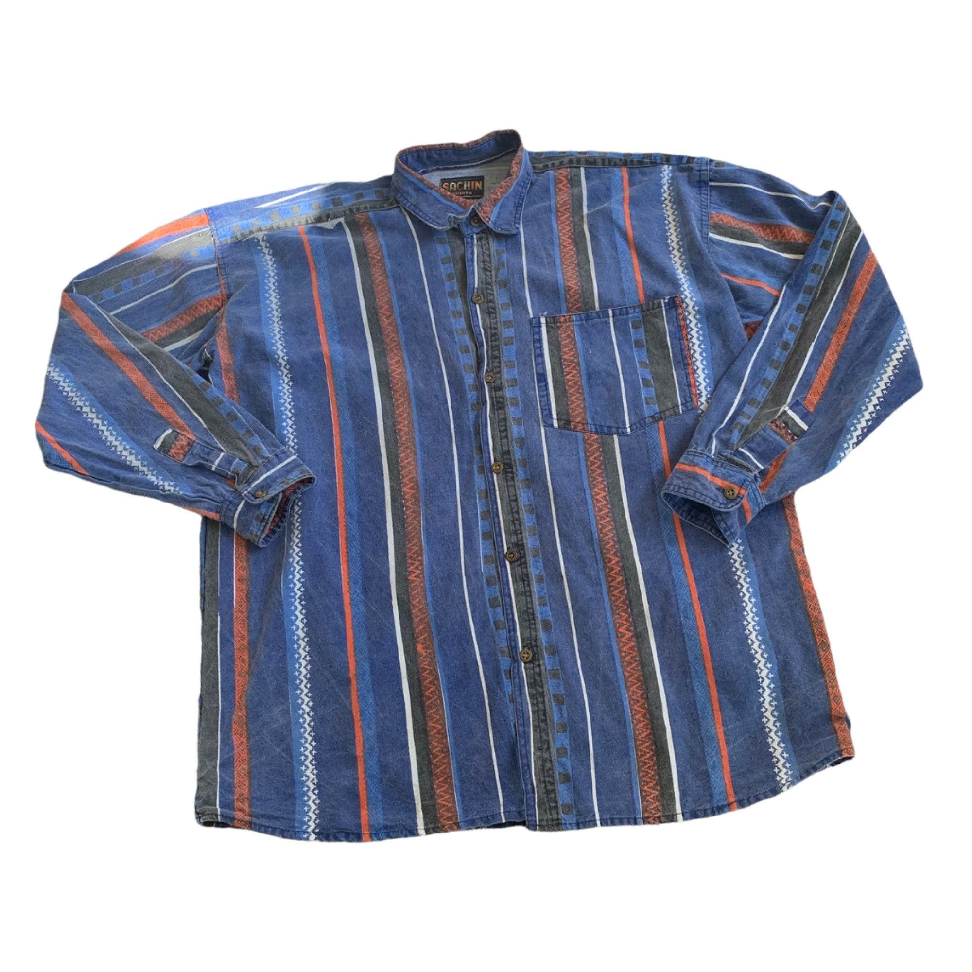 Vintage Vintage Sachin Novelty Striped Western Denim Shirt L Size US L / EU 52-54 / 3 - 1 Thumbnail