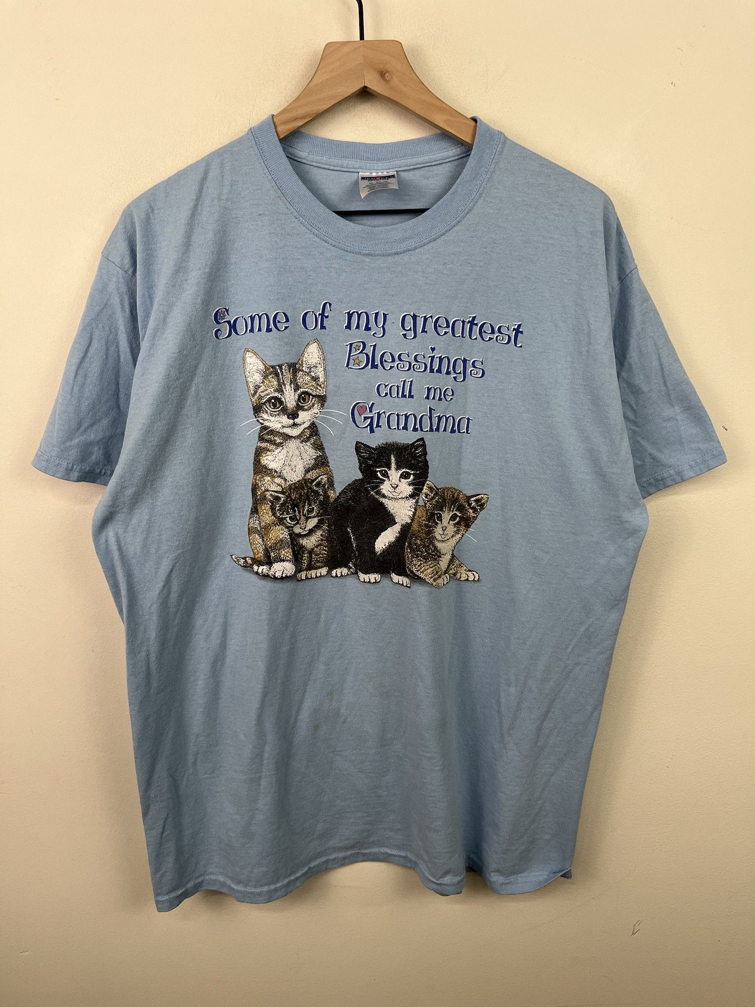 Vintage Some of My Greatest Blessings Call me Grandma Cat T Shirt Size XL