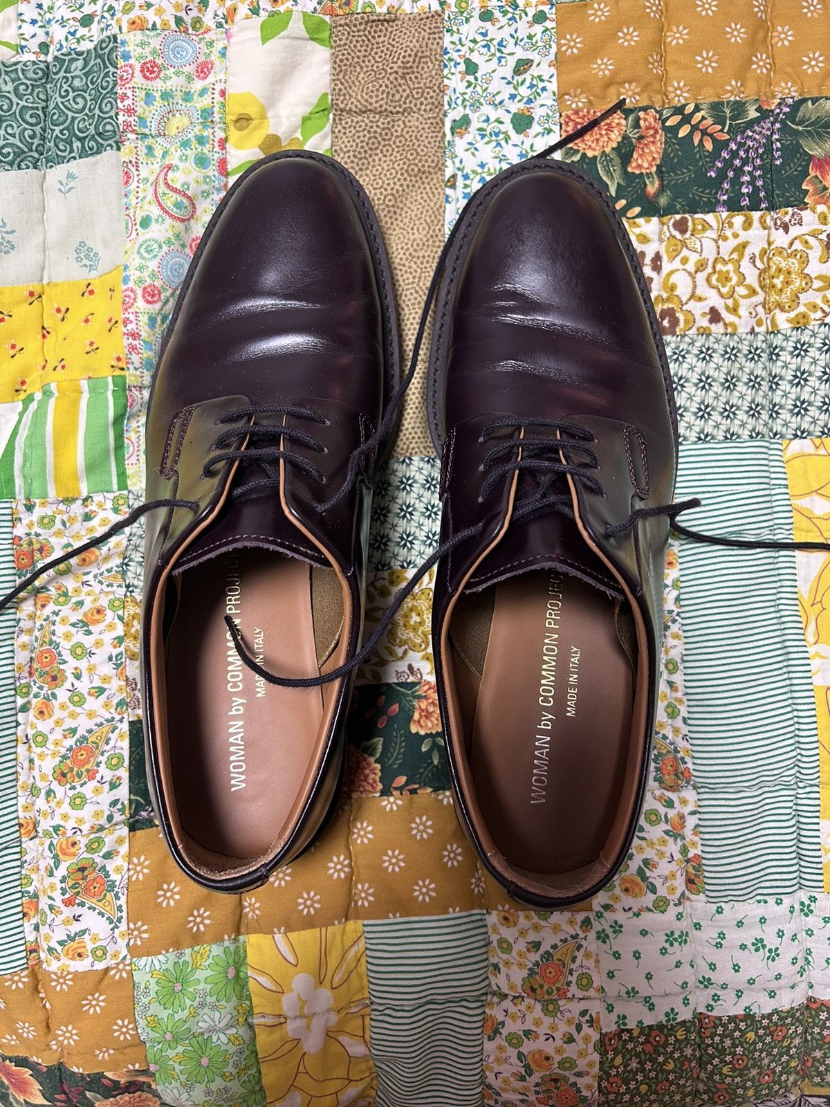 image of Oxblood Leather Derby Shoes Common Projects in Ox Blood, Women's (Size 9)