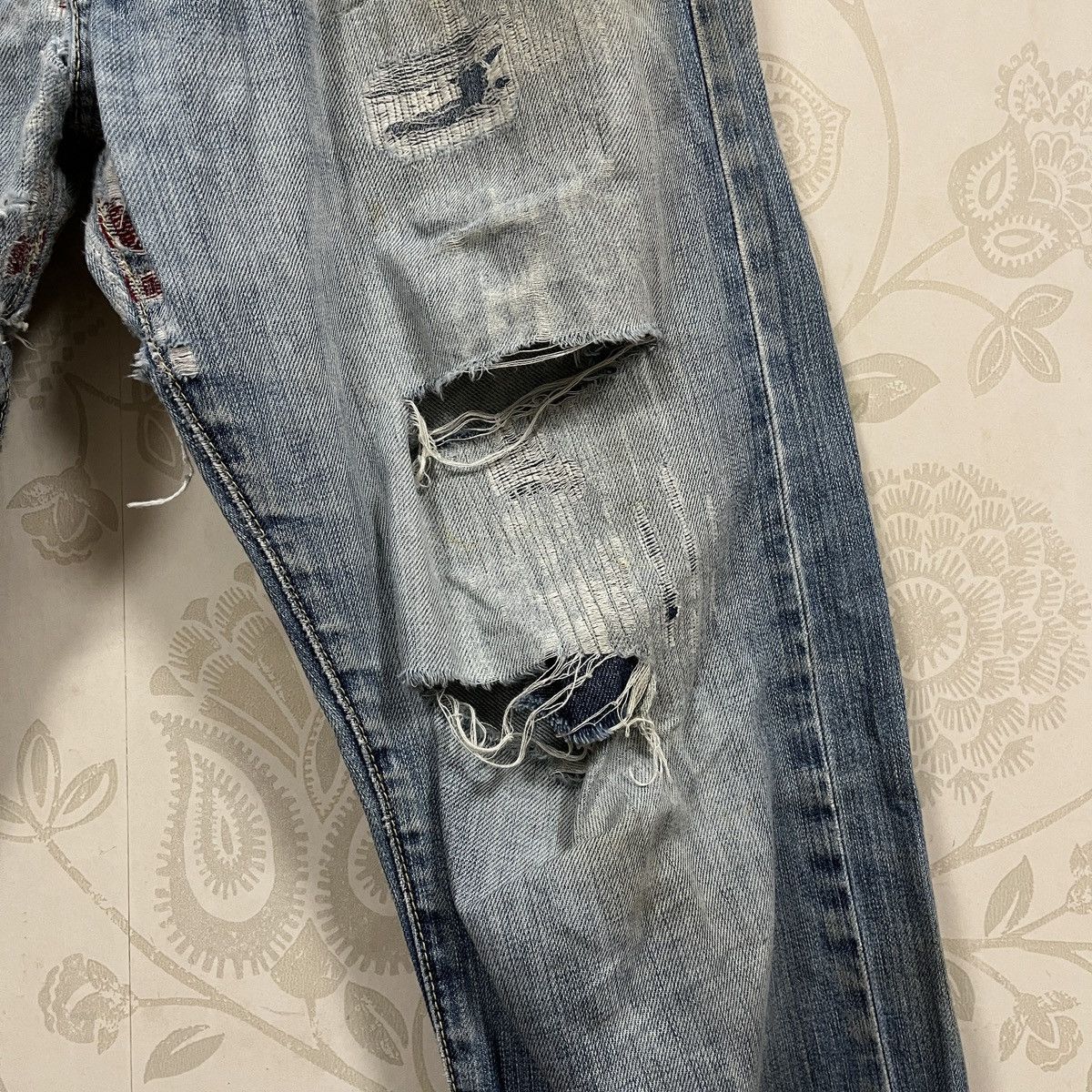 Armani × If Six Was Nine Ripped Distressed Armani Jeans Faded Blue Size US 33 - 10 Thumbnail