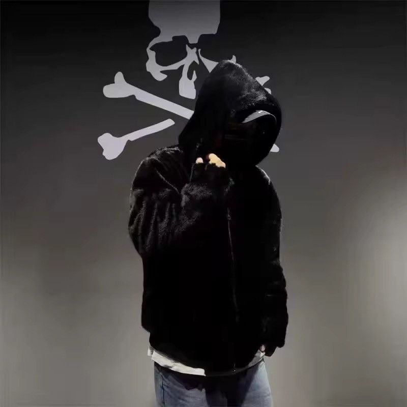 Other Gothic Skull Fur Loose Hooded Jacket Sweatshirt Size US L / EU 52-54 / 3 - 3 Thumbnail