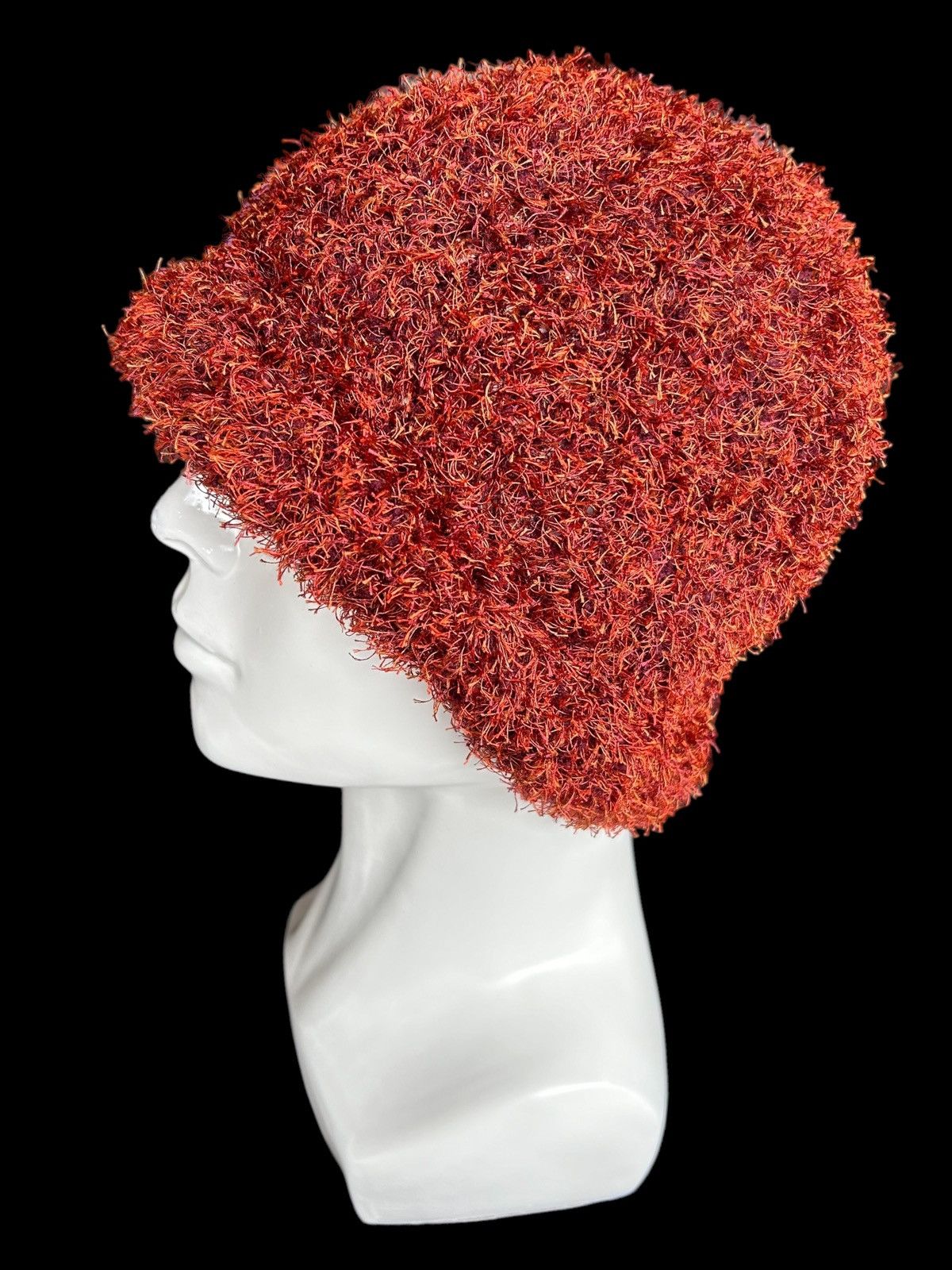 14th Addiction × Hysteric Glamour × Japanese Brand Punk Bondage Style Distressed Orange Fur Mohair RaRe Beanie Size ONE SIZE - 1 Thumbnail