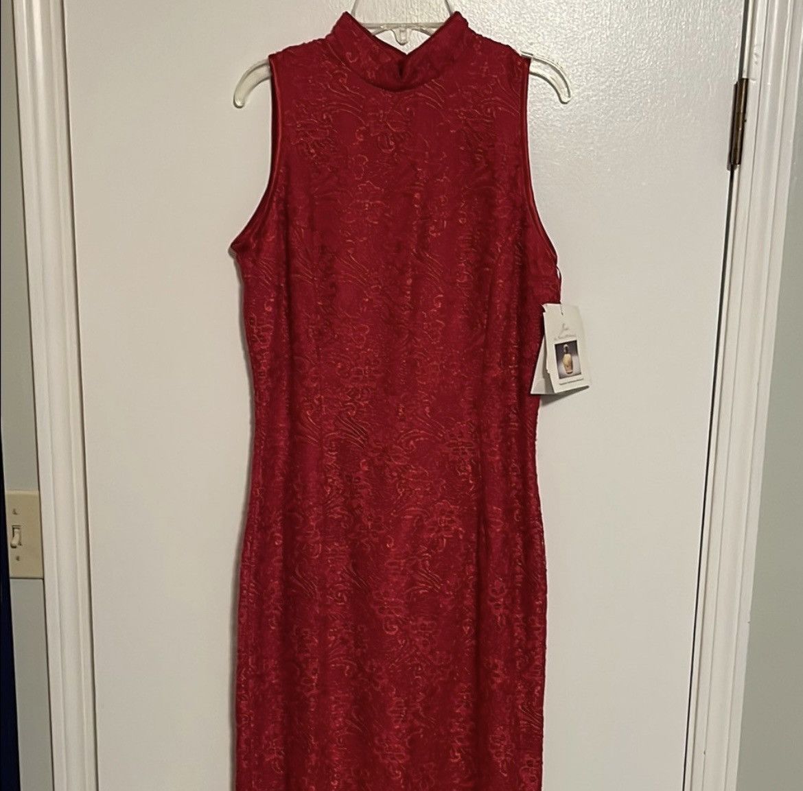 Jessica McClintock Jessica McClintock Red Sleeveless Maxi Dress with Mock Neck Size L / US 10 / IT 46 - 1 Thumbnail