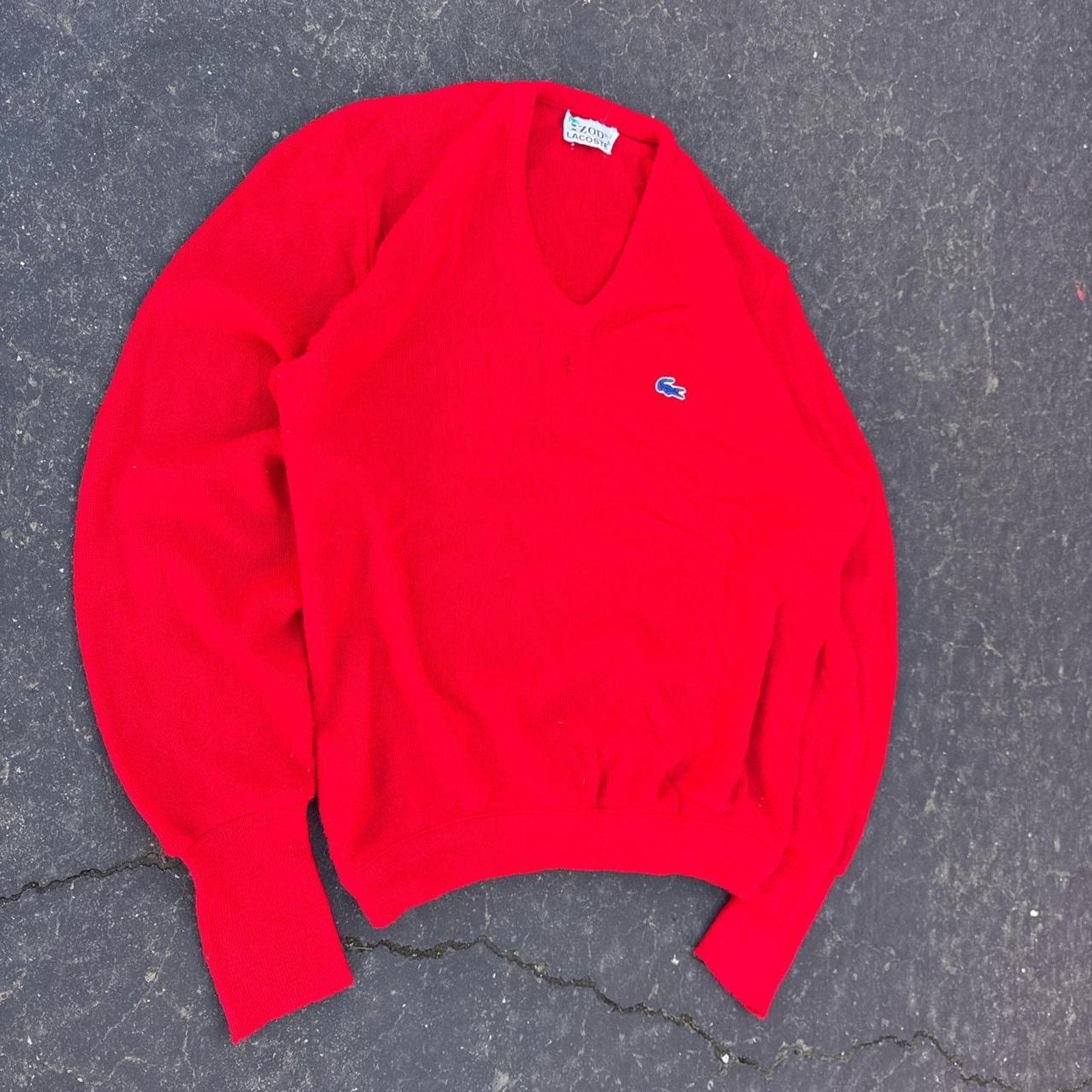Lacoste Vintage 60s Izod Lacoste Knit V-Neck Sweater Size Large Size US L / EU 52-54 / 3 - 2 Thumbnail