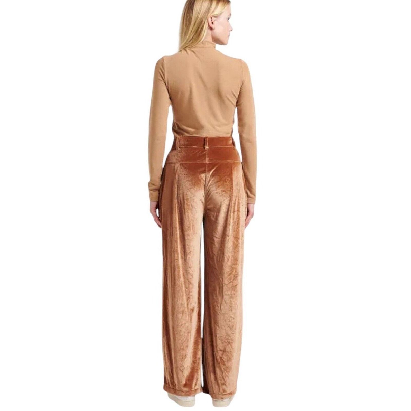 Other Stella Pardo High Waist Wide Leg Velour Camel Velour Small Size 27" / US 4 / IT 40 - 2 Thumbnail