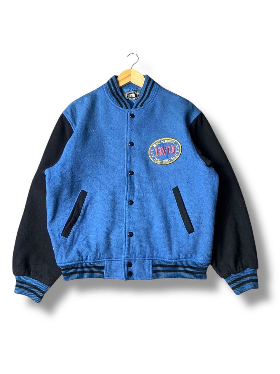 Japanese Brand Vintage B.V.D Varsity Wool Bomber Jacket (168) Size US L / EU 52-54 / 3 - 1 Thumbnail