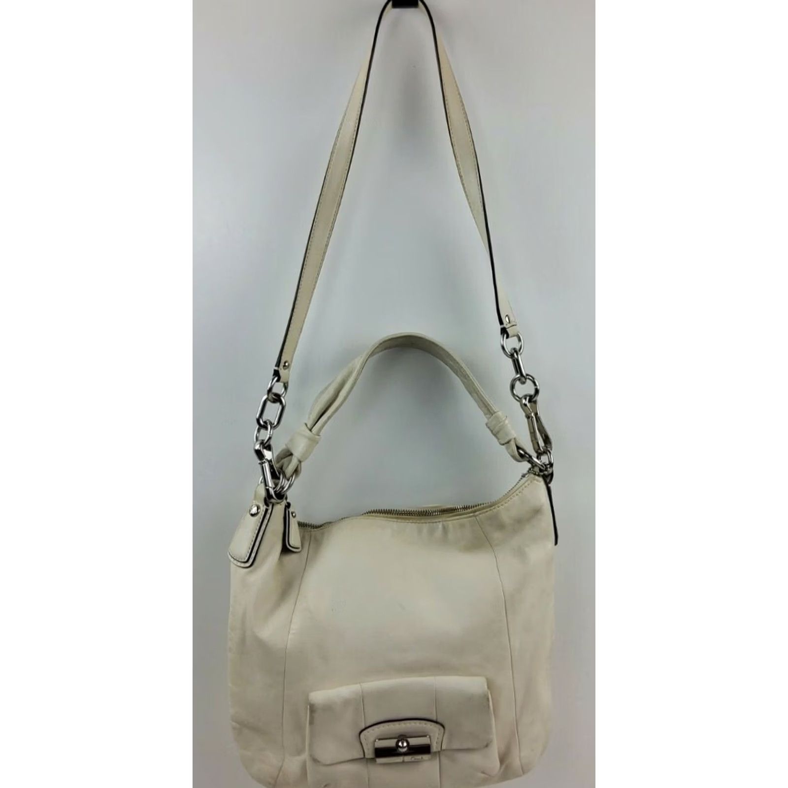 Coach COACH Kristin Leather Convertible Shoulder Hobo Bag Purse 14783 White Handbag Womens Medium Bag Size ONE SIZE - 3 Thumbnail