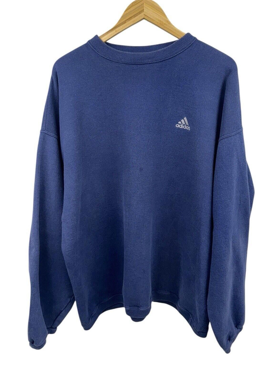 Adidas Vintage Adidas 90s Navy Blue Embroidered Crewneck 2XL Size US 40 / EU 56 - 1 Thumbnail