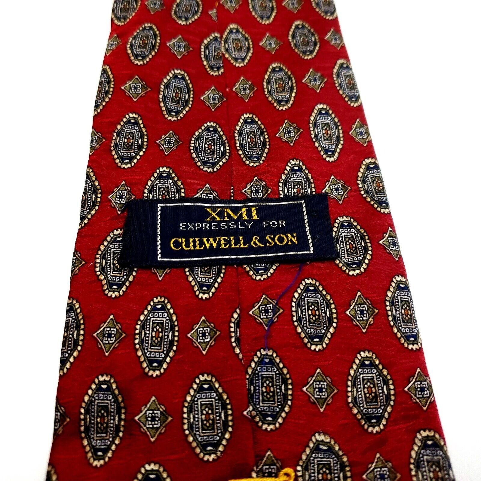 XMI Platinum XMI Red Beige Silk Tie Woven Geometric Size ONE SIZE - 4 Thumbnail