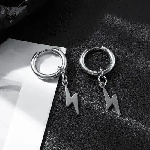 Other 925 Silver Plated Lightning Dangle Drop Earrings for Men Size ONE SIZE - 2 Thumbnail