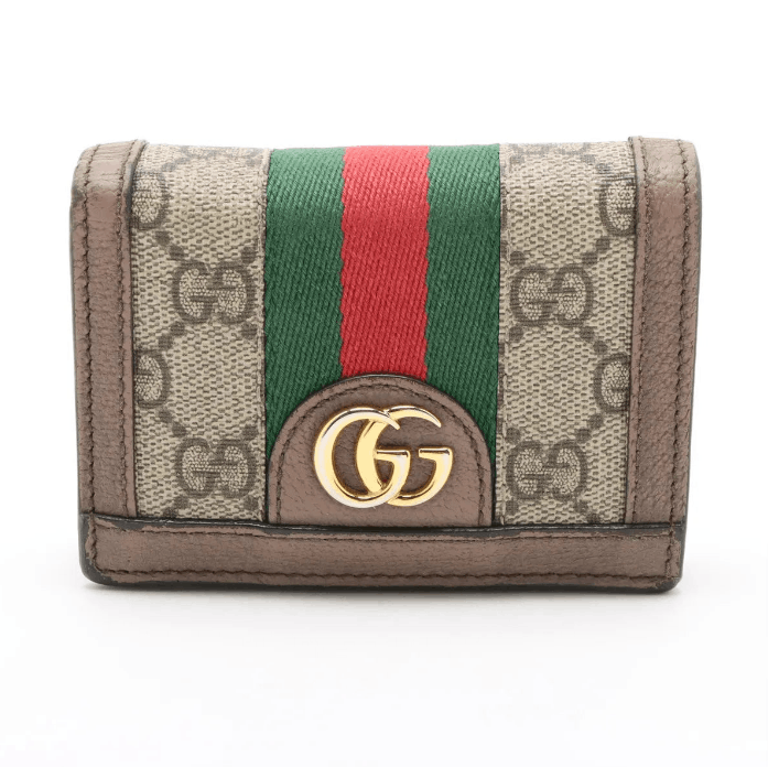 Gucci Ophidia Leather Compact Wallet Beige×Brown Size ONE SIZE - 1 Thumbnail