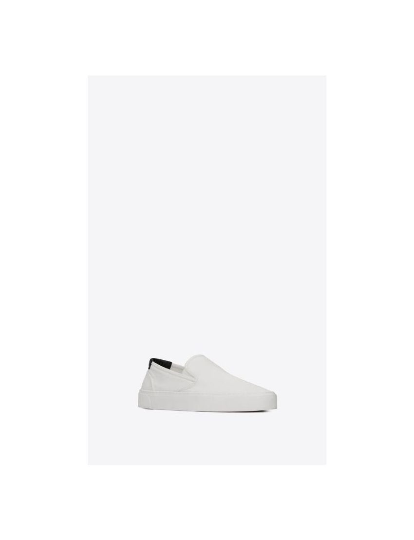 Saint Laurent Paris o1s1wg111224 Venice Slip On Sneakers Canvas Leather White Size US 8 / EU 41 - 4 Thumbnail