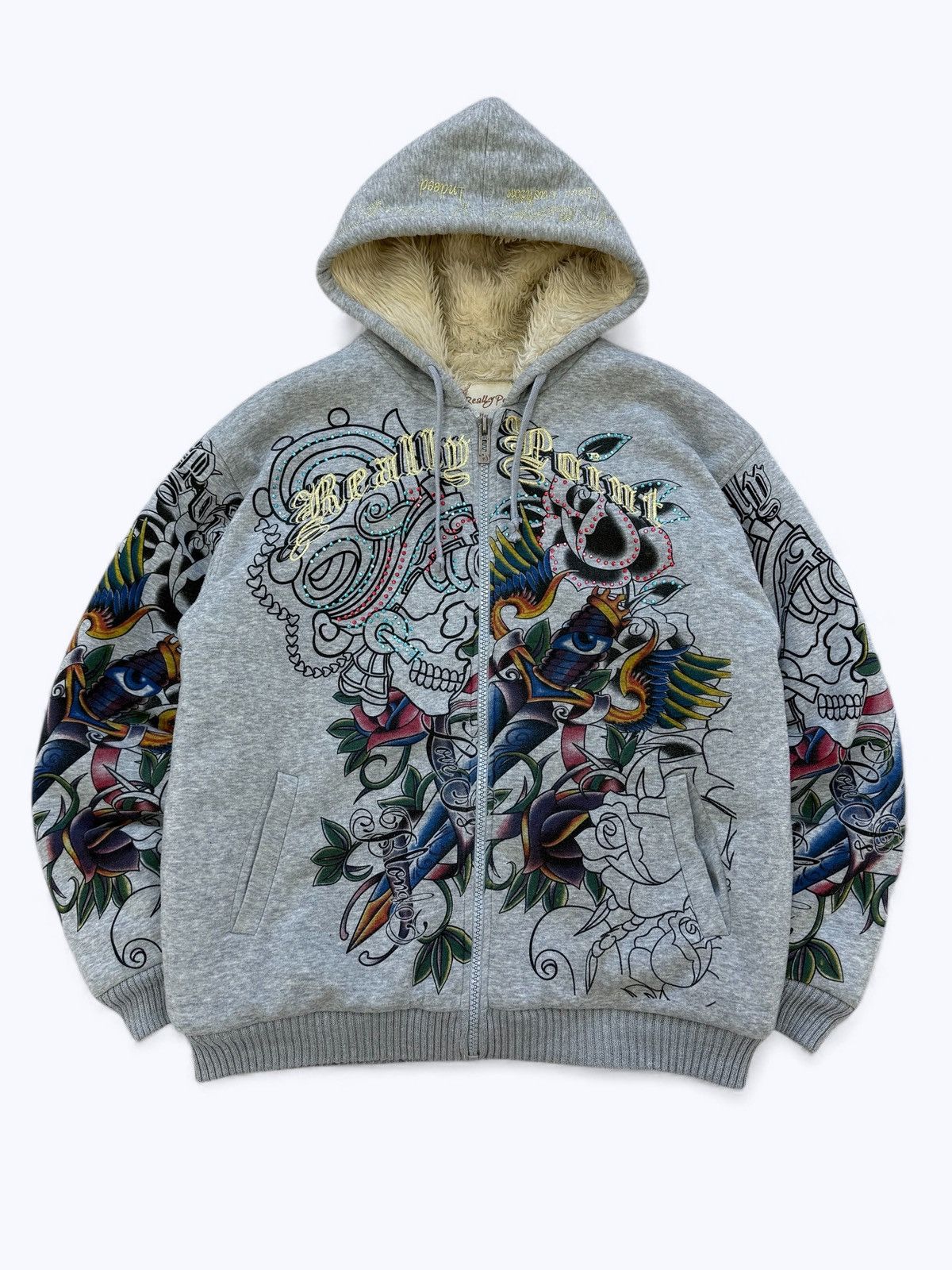 Ed Hardy Vintage Y2K Really Point Ed Hardy Style Zip Hoodie Size US XL / EU 56 / 4 - 3 Thumbnail