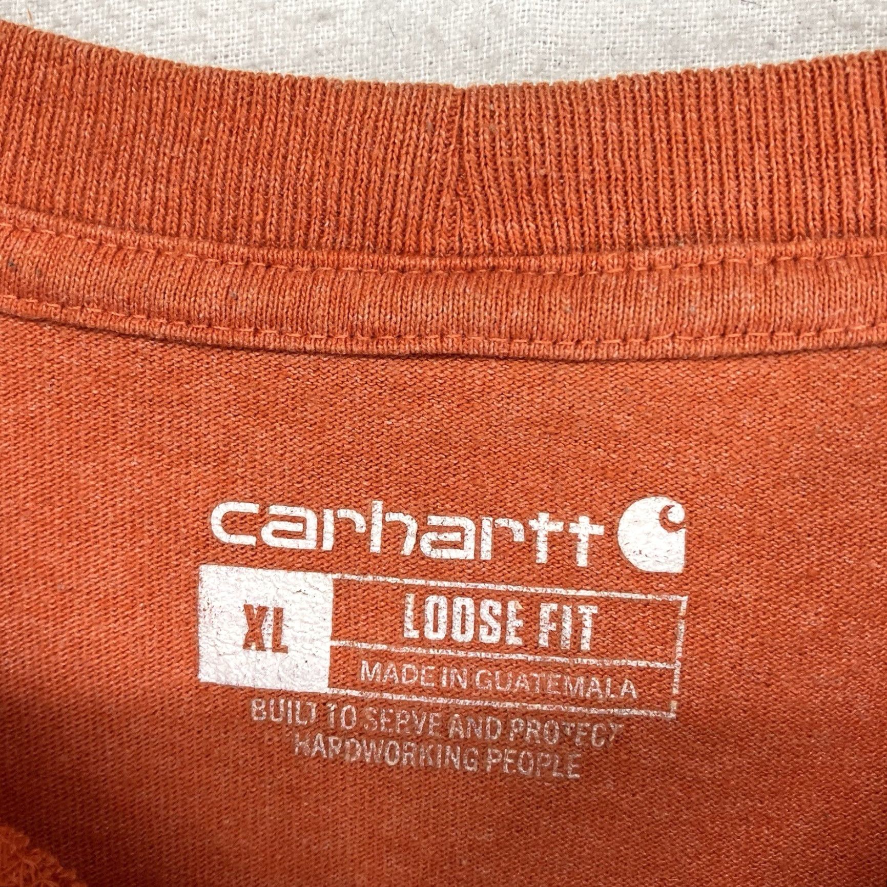 Carhartt Carhartt T-Shirt Mens XL Long Sleeve Crew Neck Orange - Cotton Polyester Heavyweight Relaxed Fit Solid Logo All Seasons Outdoor 2020s Size US XL / EU 56 / 4 - 3 Thumbnail