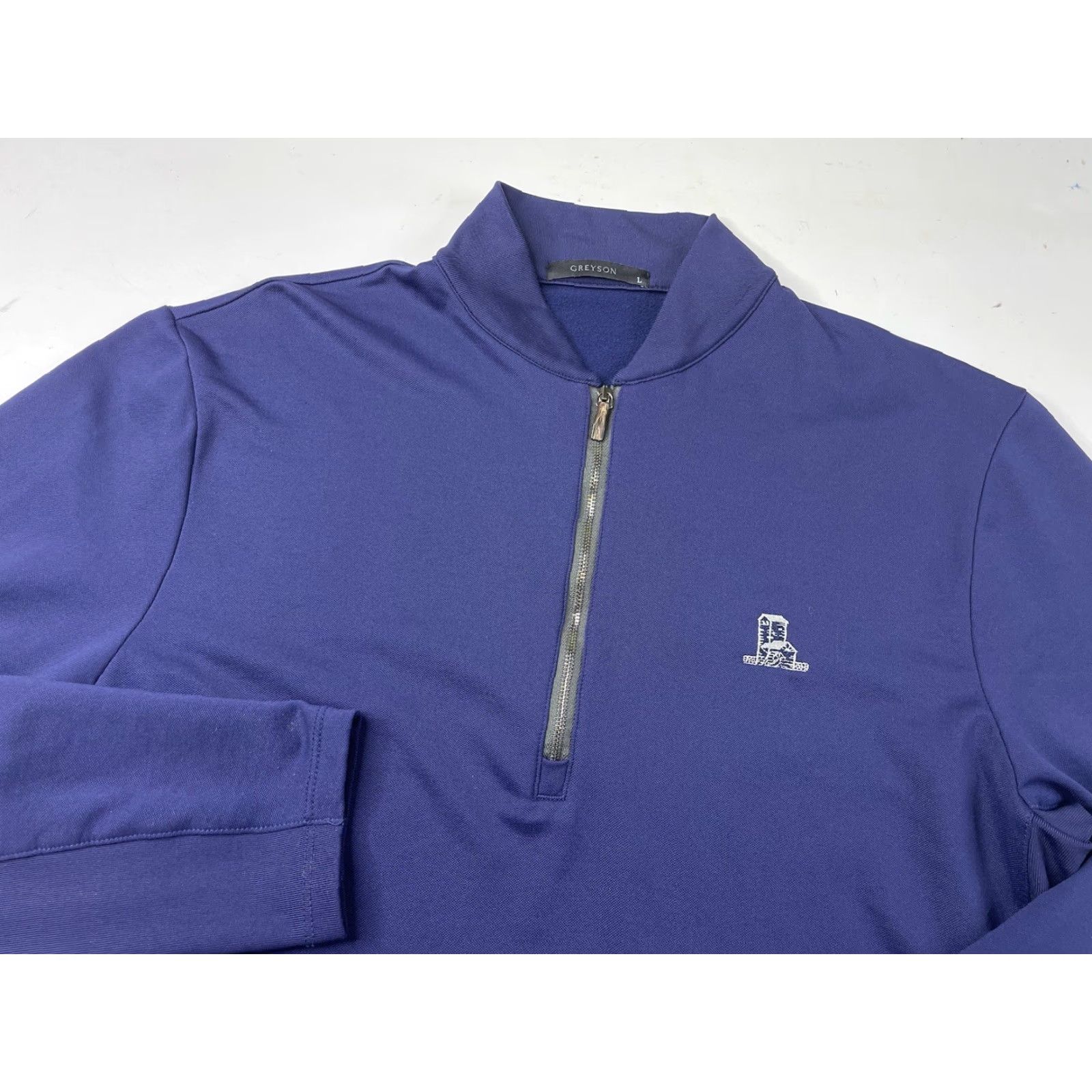 Vintage Greyson Mens Blue Golf 1/4 Zip Performance Pullover L Regular Lightweight Activewear Logo Mock Neck Size US L / EU 52-54 / 3 - 2 Thumbnail