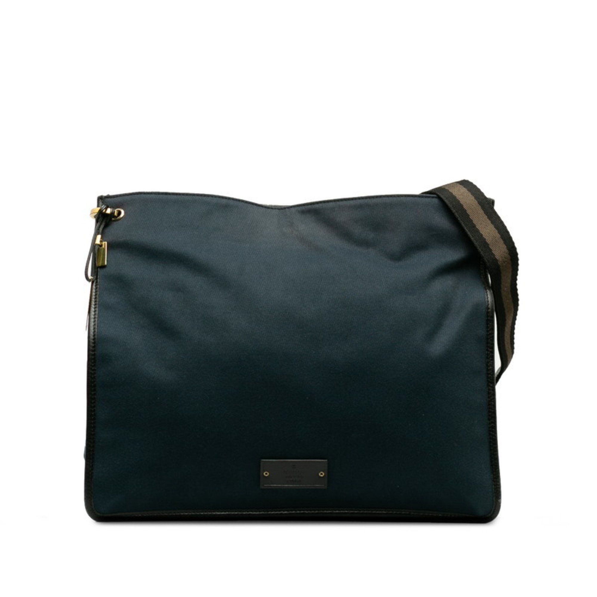 image of Gucci Shoulder Bag 90656 Navy Canvas Leather Women's Gucci