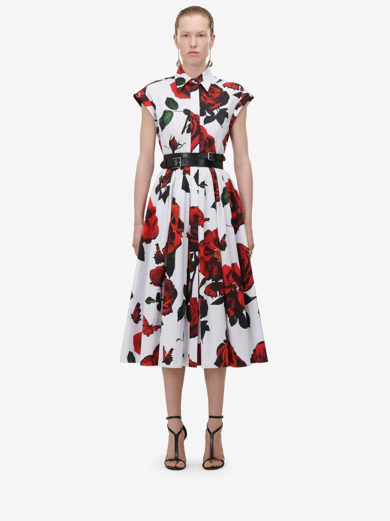 Alexander McQueen o1srvl11e0326 Tudor Rose Flared Shirt Dress in Multicolor Size S / US 4 / IT 40 - 2 Thumbnail