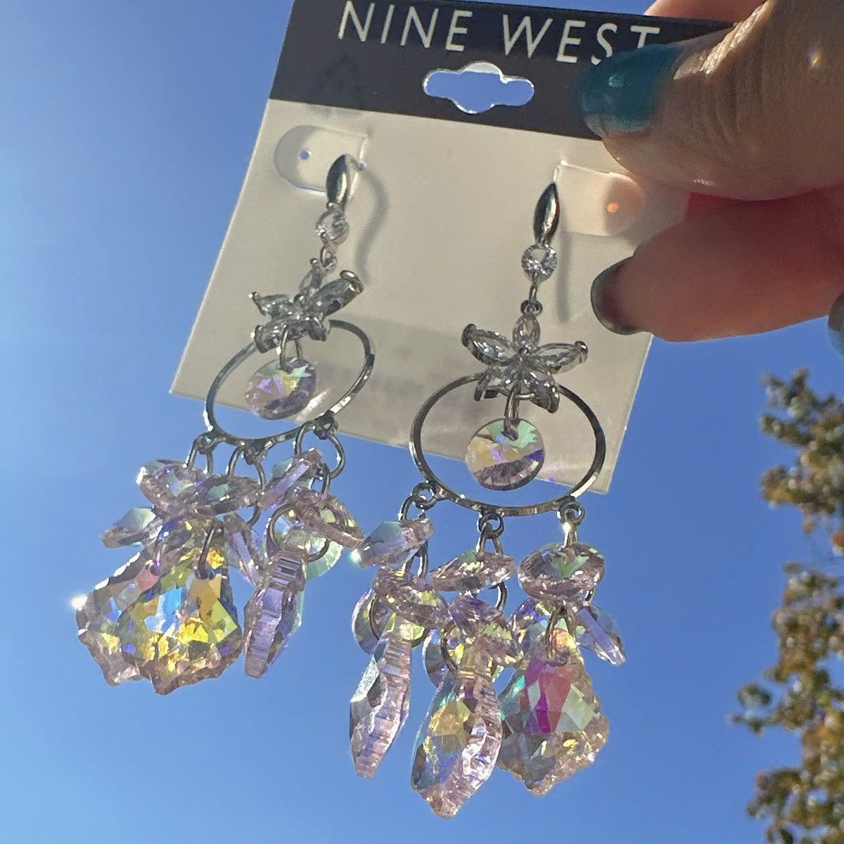 Nine West Nine West transparent crystal drops sliver tone circle Size ONE SIZE - 2 Thumbnail