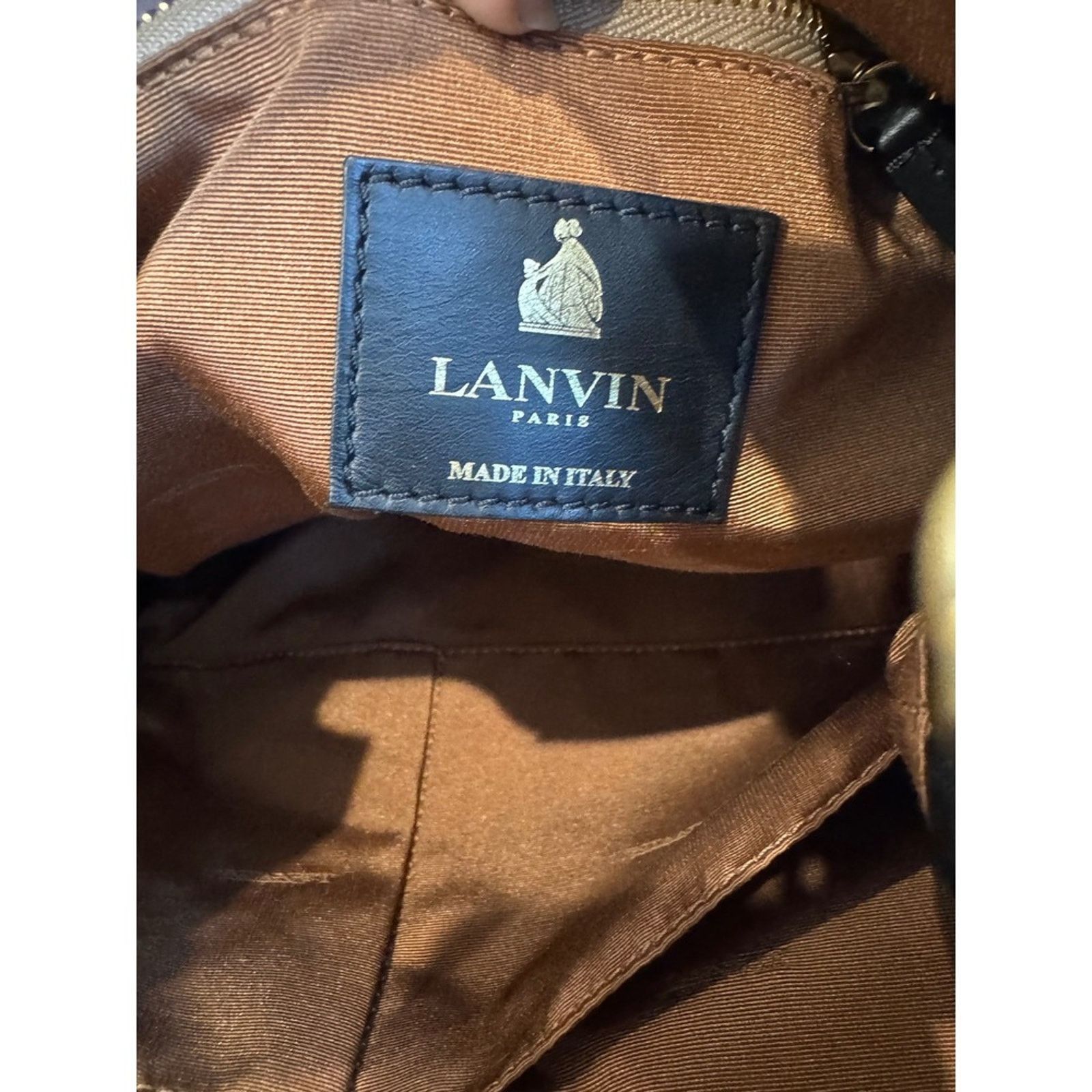 Lanvin Lanvin Paris Leather Bow Accent Hobo Bag Cream Black Size ONE SIZE - 4 Thumbnail