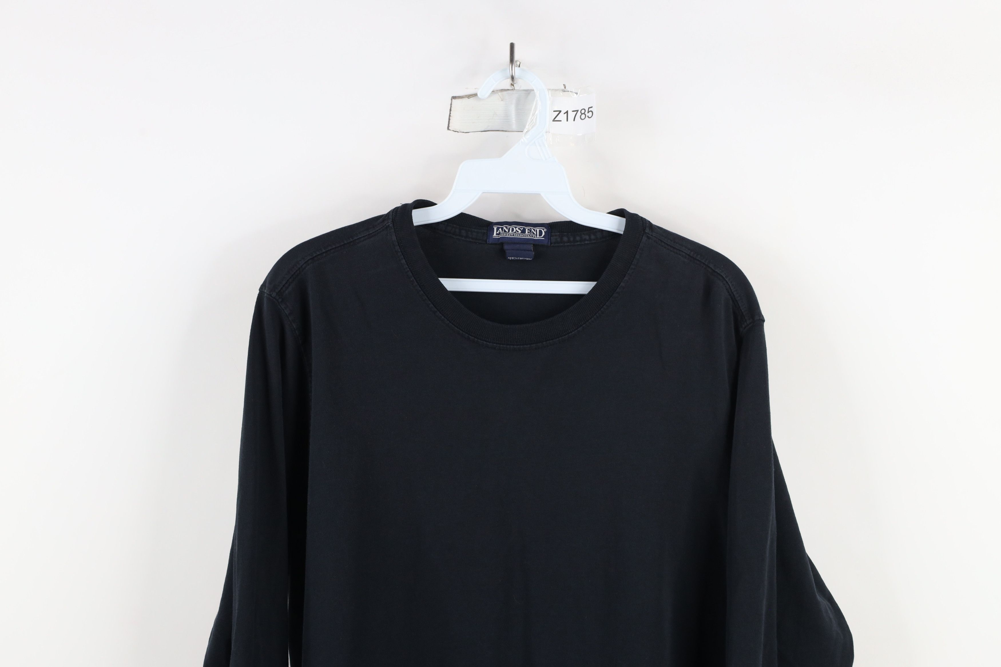 Lands' End × Vintage Vintage 90s Lands End Blank Long Sleeve T-Shirt Black Cotton Size L / US 10 / IT 46 - 2 Thumbnail