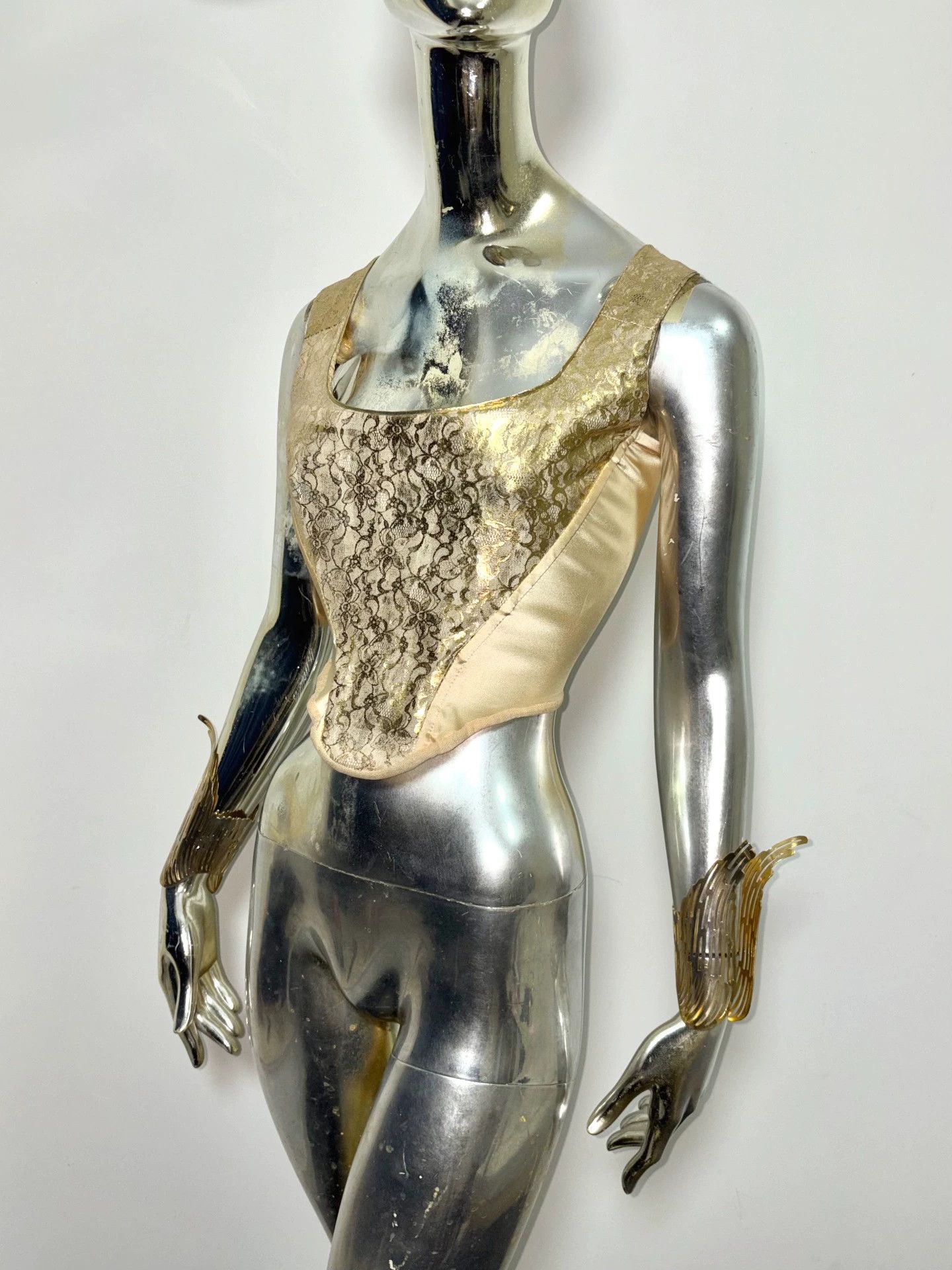 Vivienne Westwood Vivienne Westwood Vintage 90s Gold Foil Lace Corset Size XL / US 12-14 / IT 48-50 - 1 Thumbnail