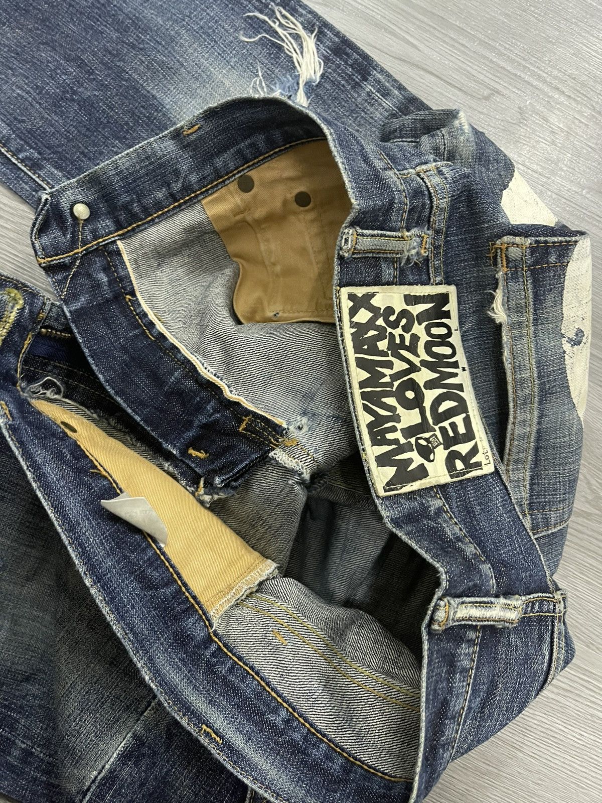 Japanese Brand × Redmoon Redmoon Selvedges Distressed Denim Size US 31 - 8 Thumbnail