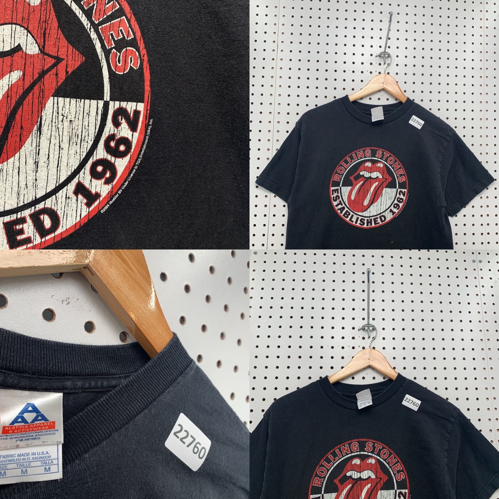 Vintage Rolling Stones Shirt Black Tongue Lips Graphic Adult Medium 19.5x27.5 Music Band Size US M / EU 48-50 / 2 - 8 Thumbnail