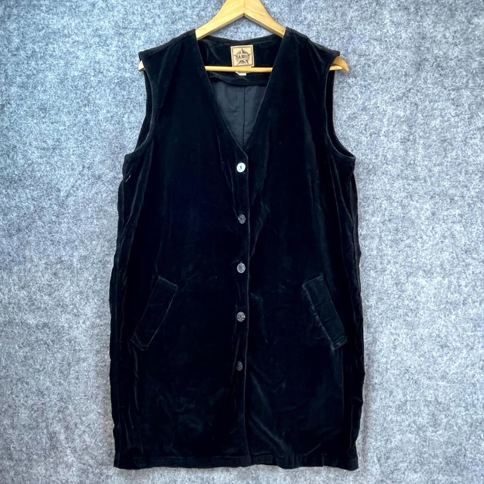 AMI A.M.I. Velvet Dress Large Black Y2K 90s Grunge Dark Academia Size L / US 10 / IT 46 - 1 Thumbnail