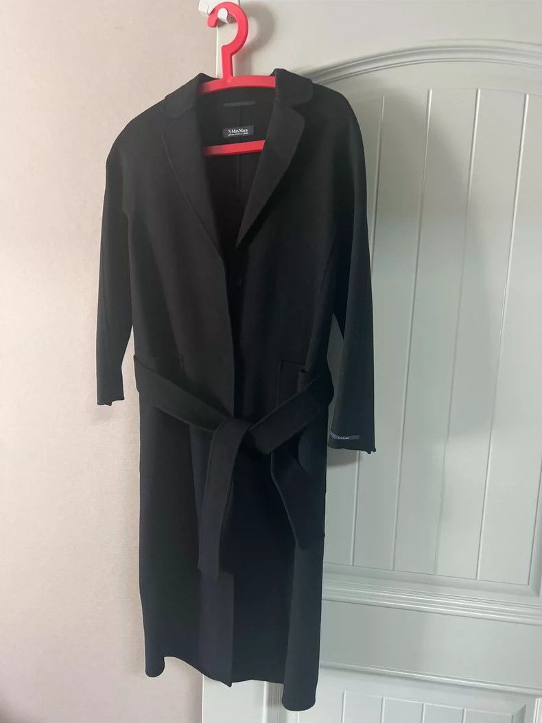 black long coat with belt